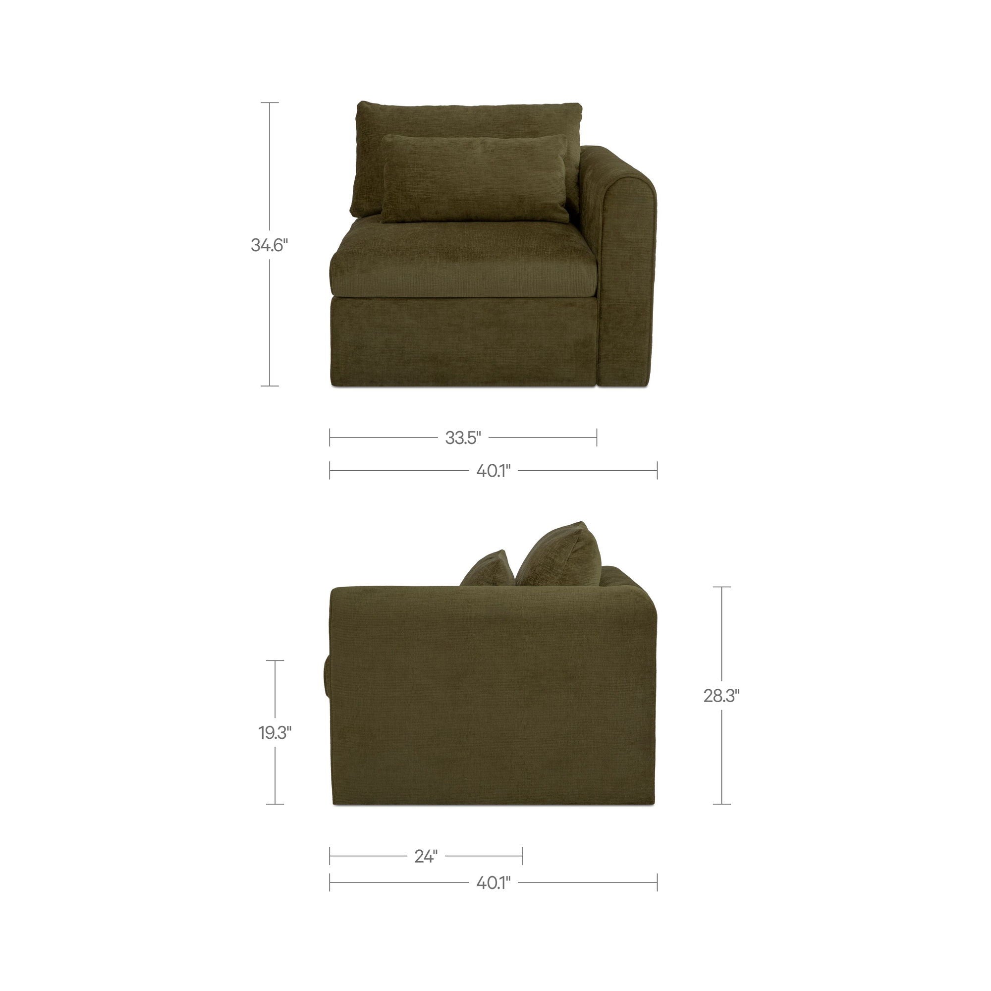 Swift - Right Arm Facing Chair - Dark Green