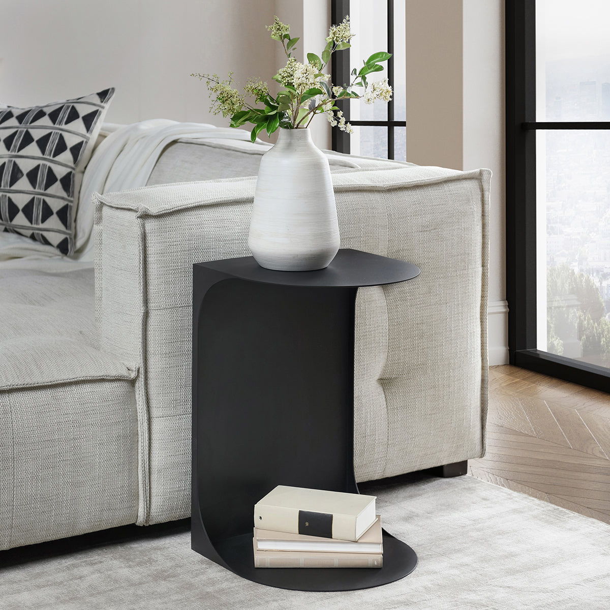 Cote - Metal 16" Accent Table - Black