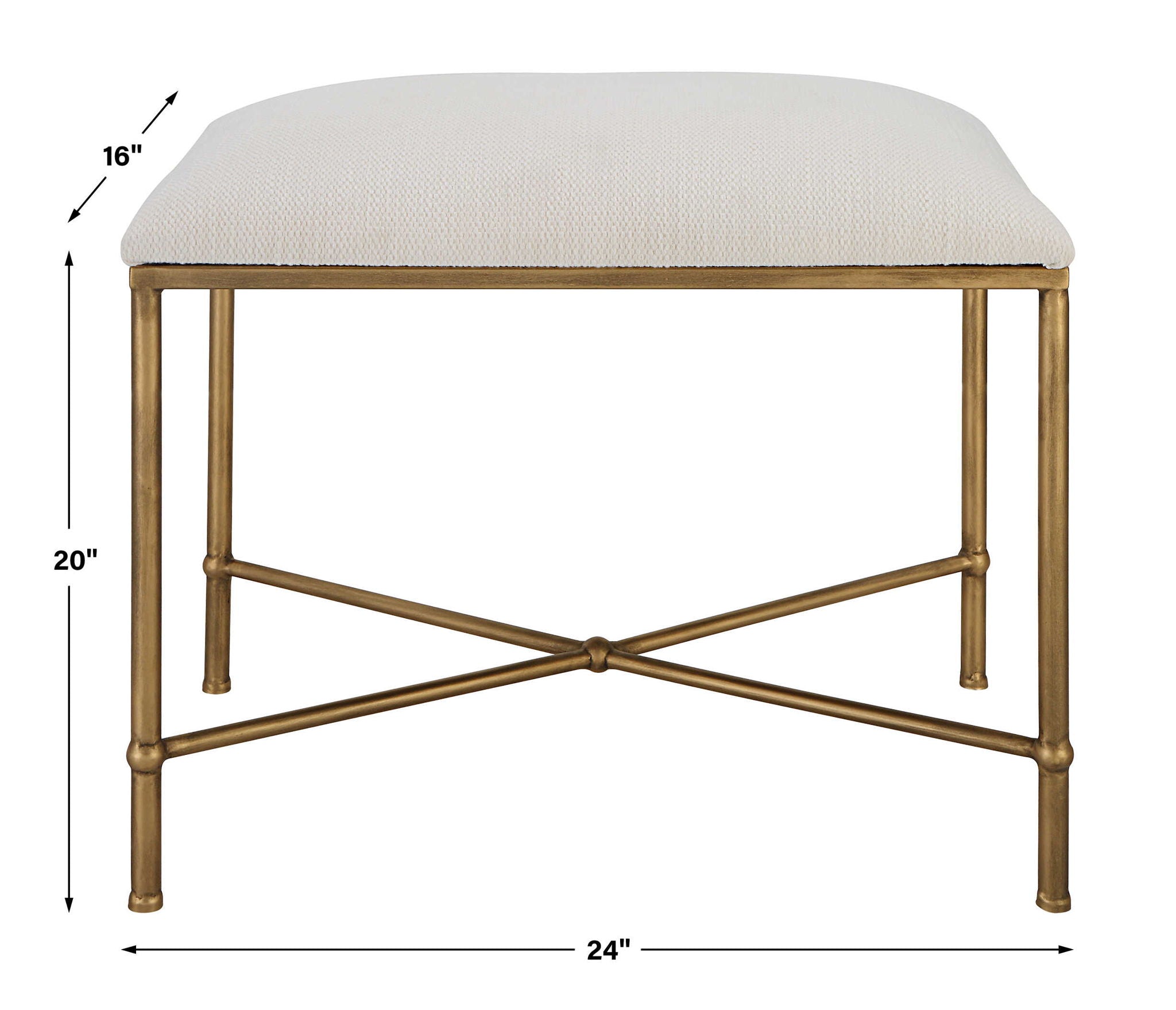 Avenham - Small Framed Bench - Gold & White