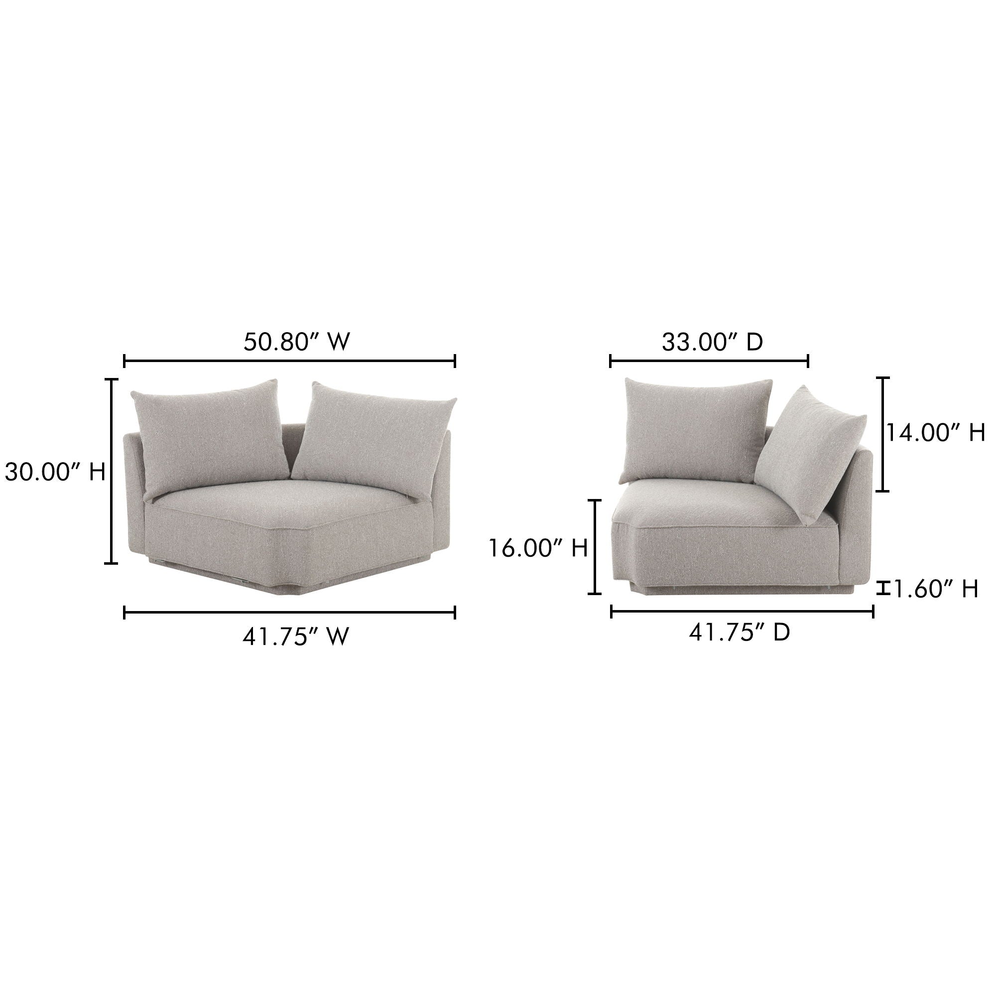 Rosello - Corner Chair - Light Gray