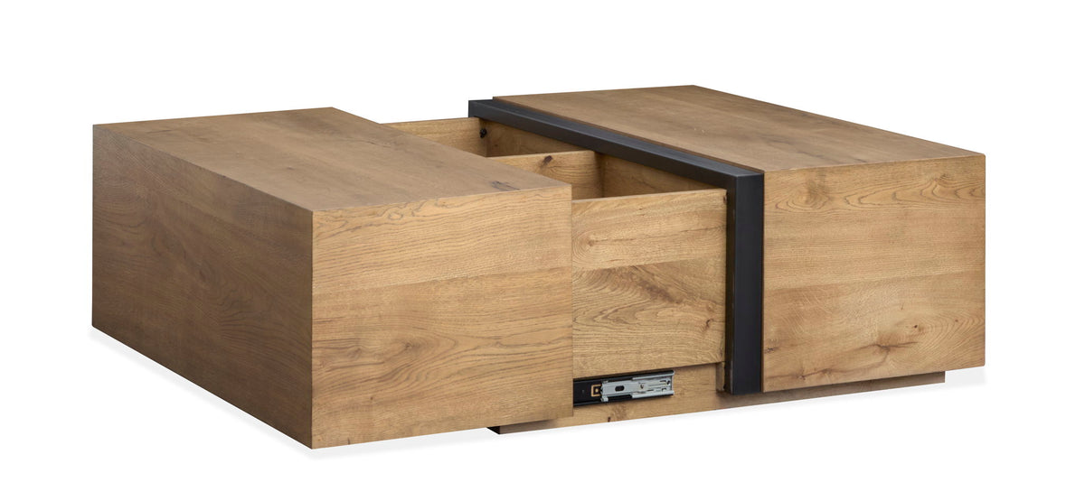 Ripley - Square Cocktail Table With Casters - Rustic Caramel