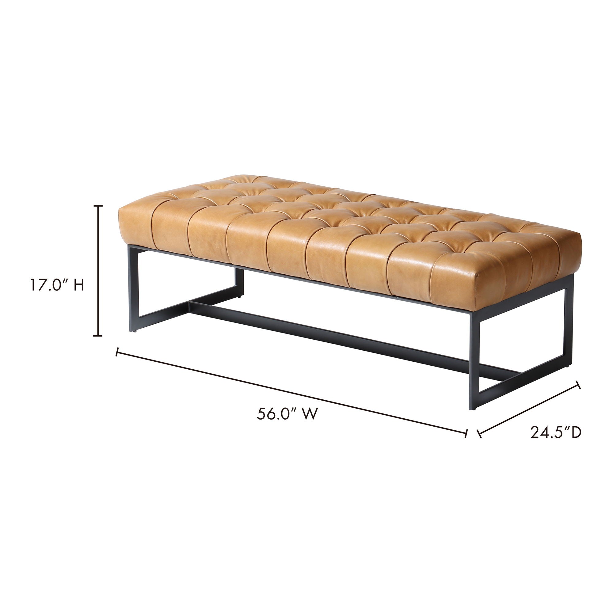Wyatt - Leather Bench - Light Brown