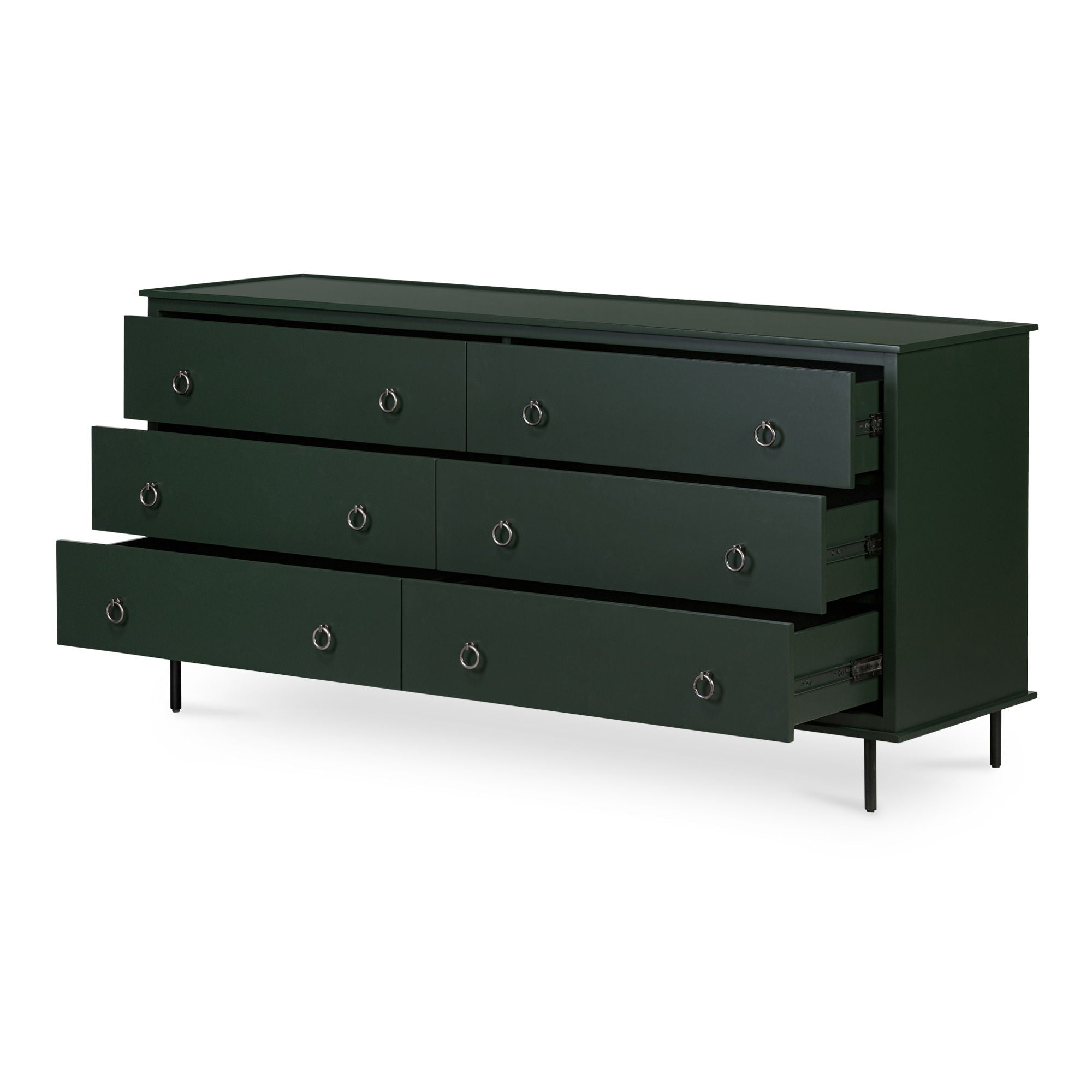 Reagan - 6 Drawer Dresser - Deep Green