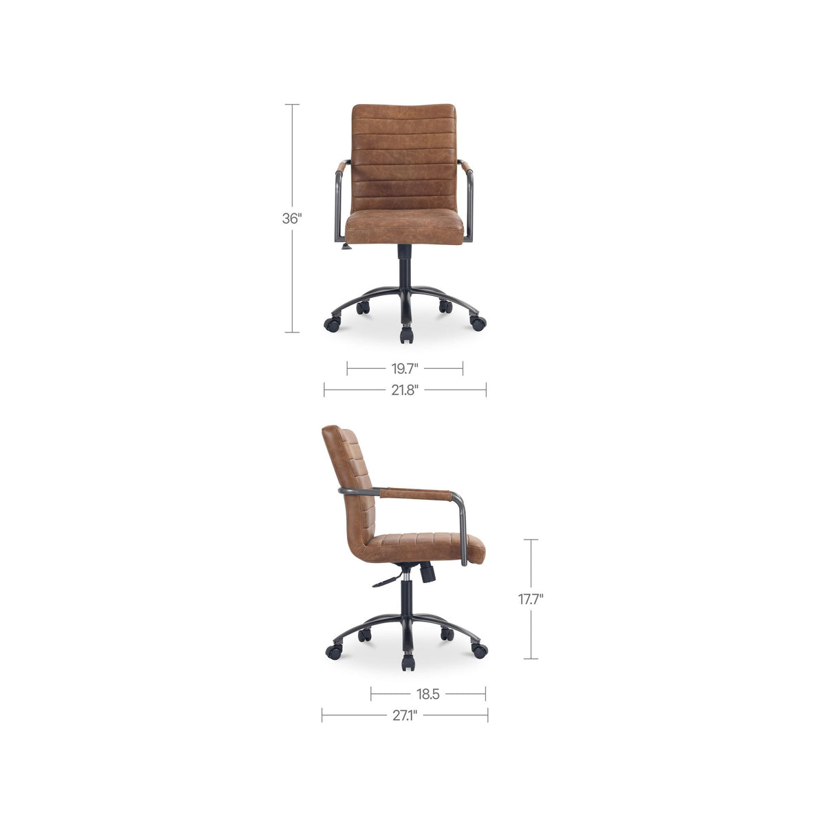 Roy - Open Road Leather Office Chair - Brown