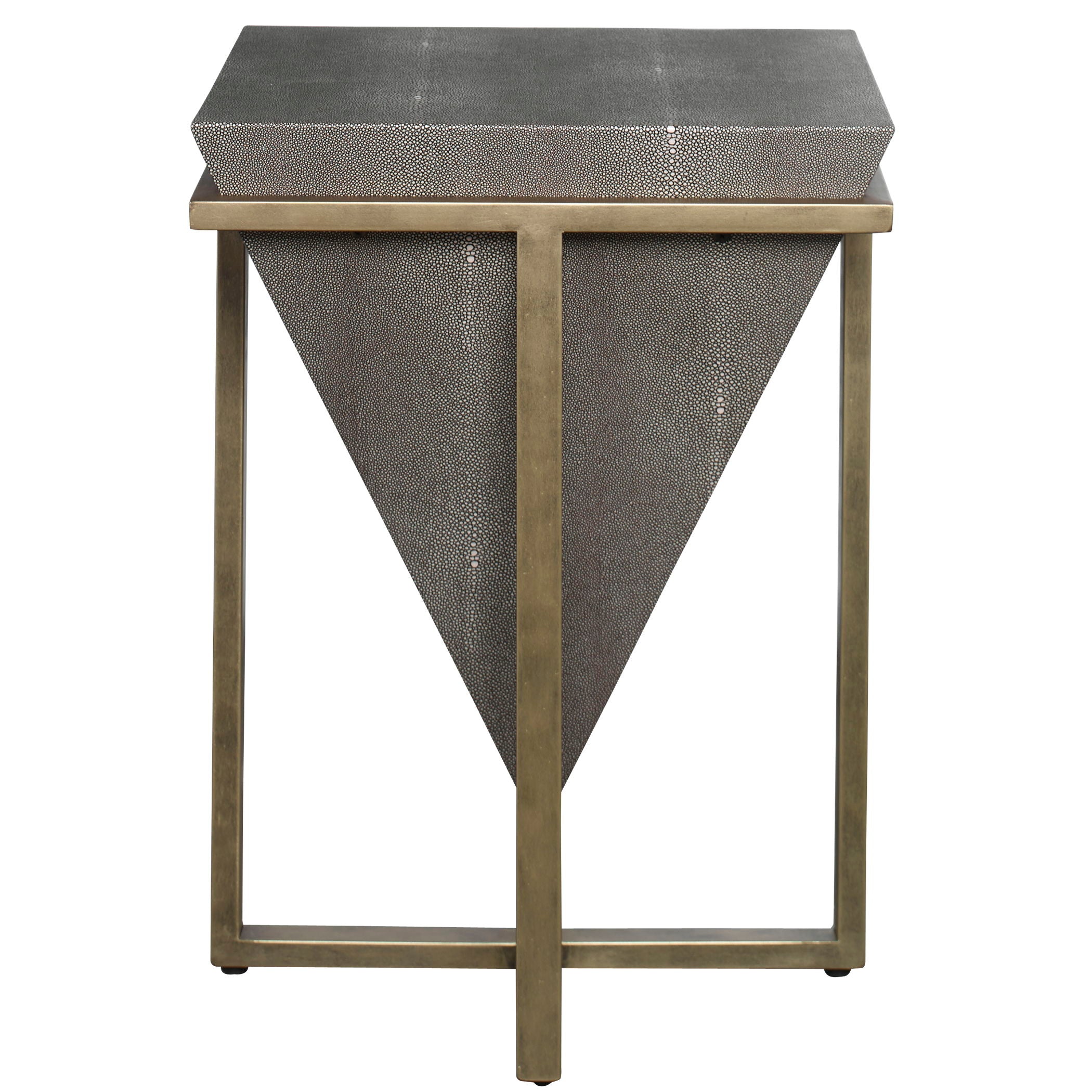 Bertrand - Shagreen Accent Table - Dark Gray & Gold