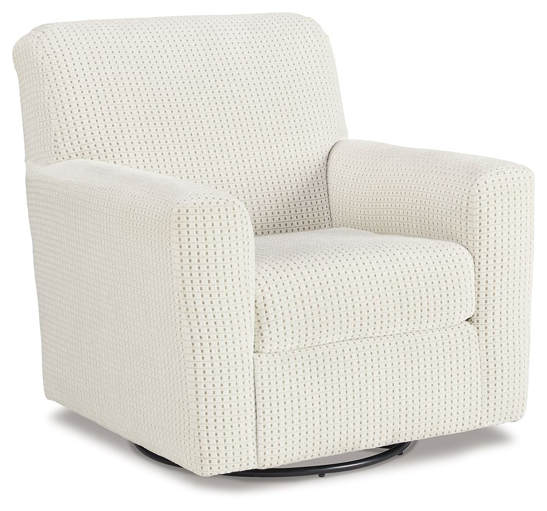 Herstow - Ivory - Swivel Glider Accent Chair - Fabric