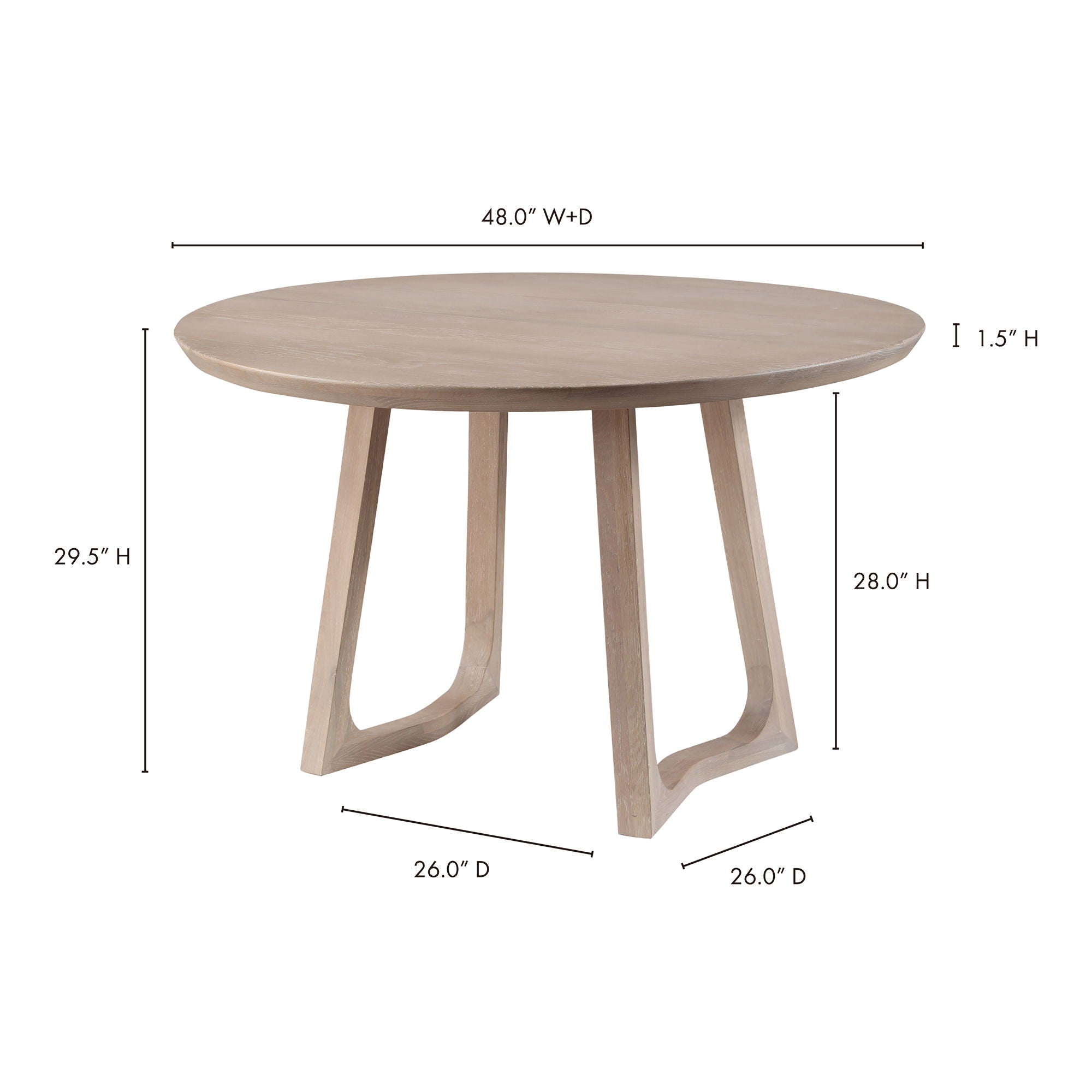 Silas - Round Dining Table - White Wash