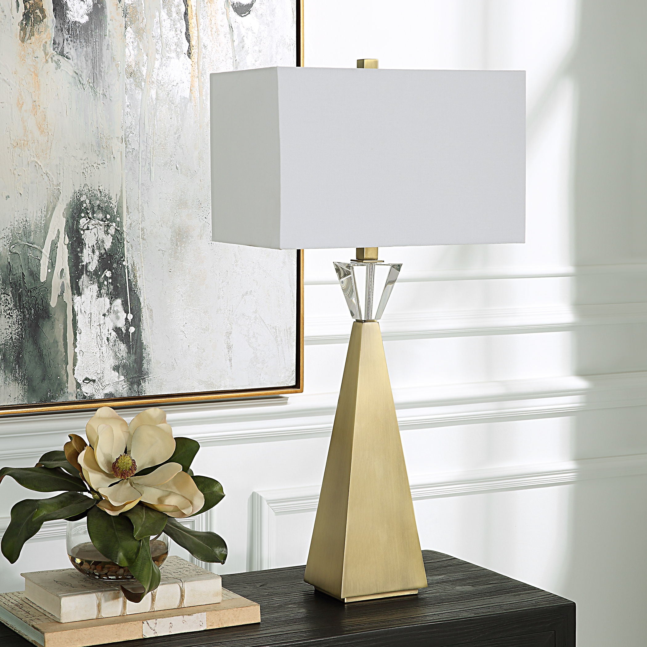 Arete - Modern Brass Table Lamp - Gold
