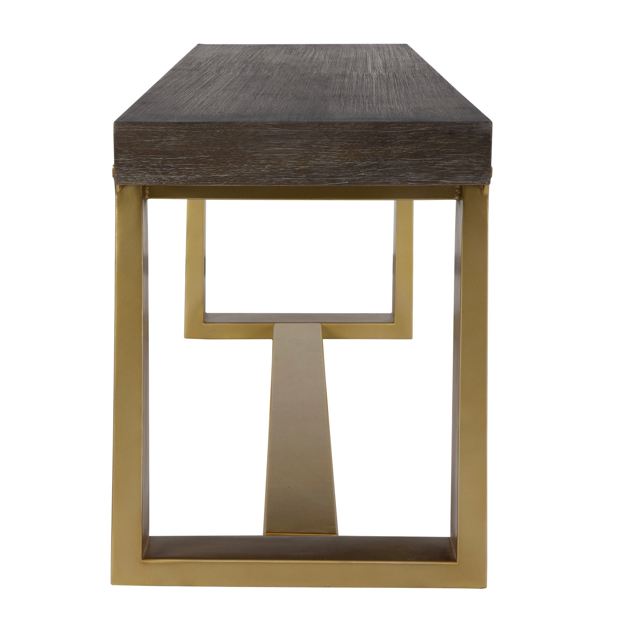 Voyage - Brass And Wood Bench - Gold