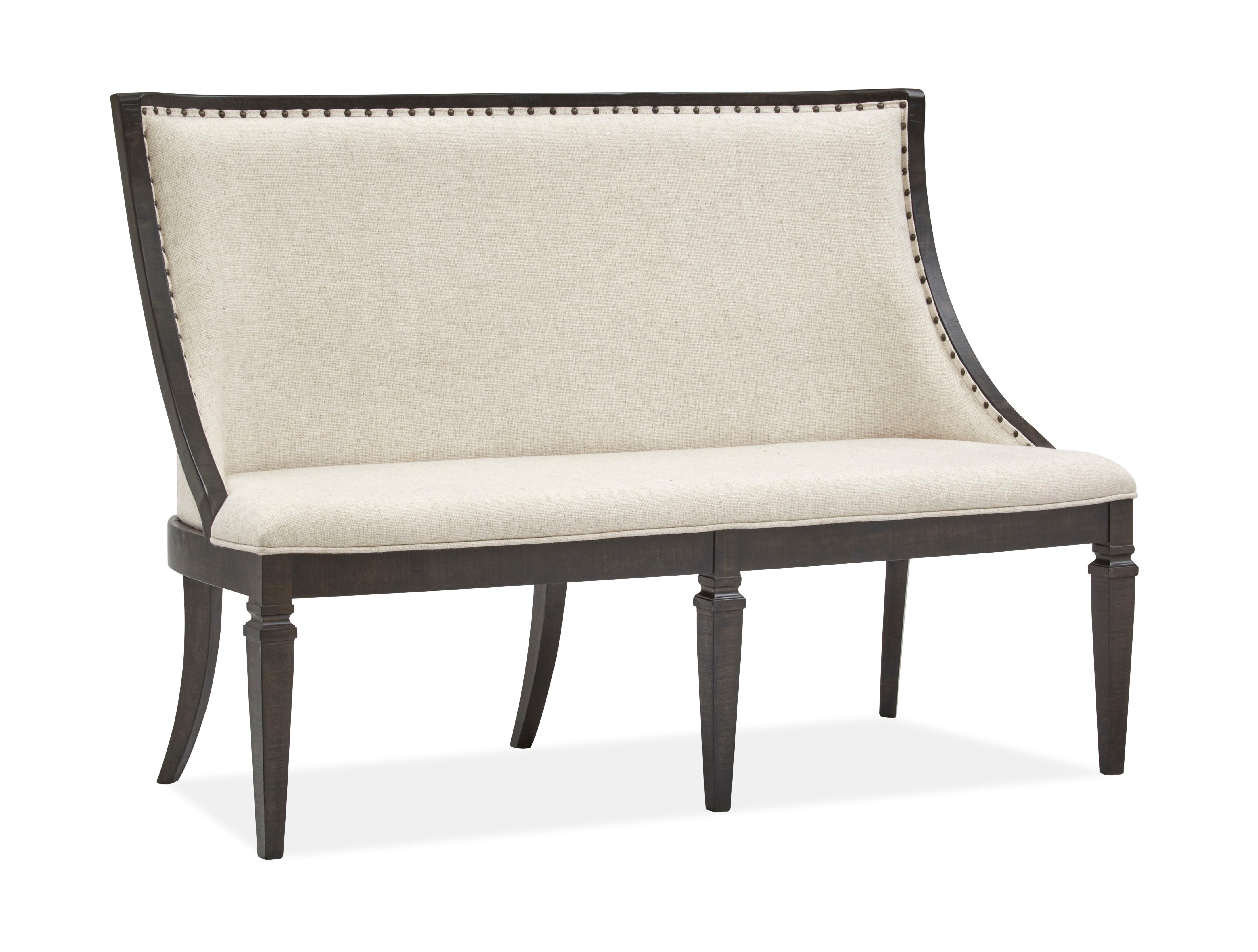 Calistoga - Bench With Upholstered Seat & Back - Weathered Charcoal