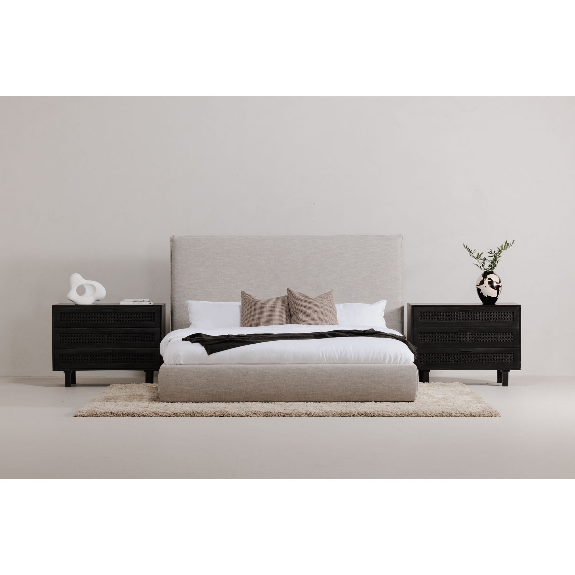 Luzon - King Bed Tall Headboard - Light Gray