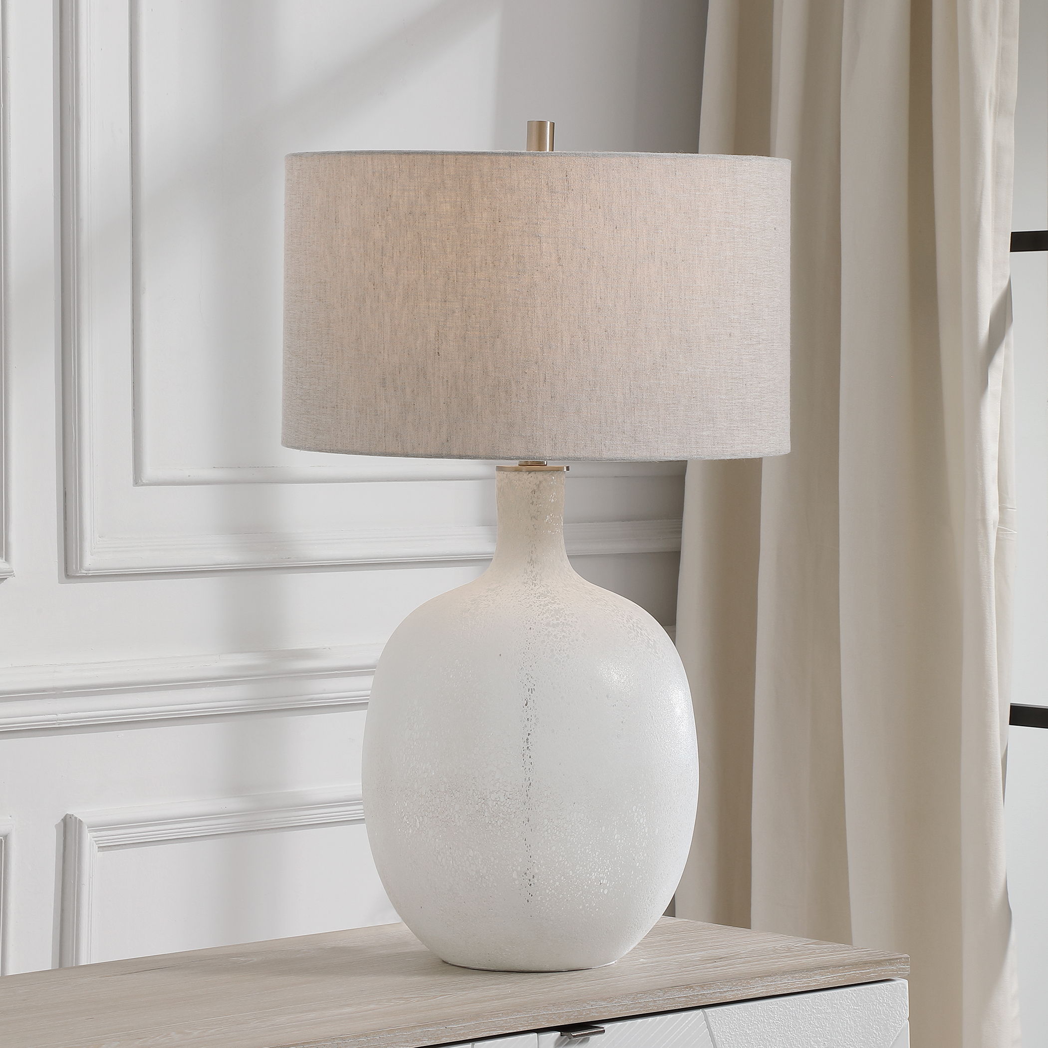 Whiteout - Mottled Glass Table Lamp - White