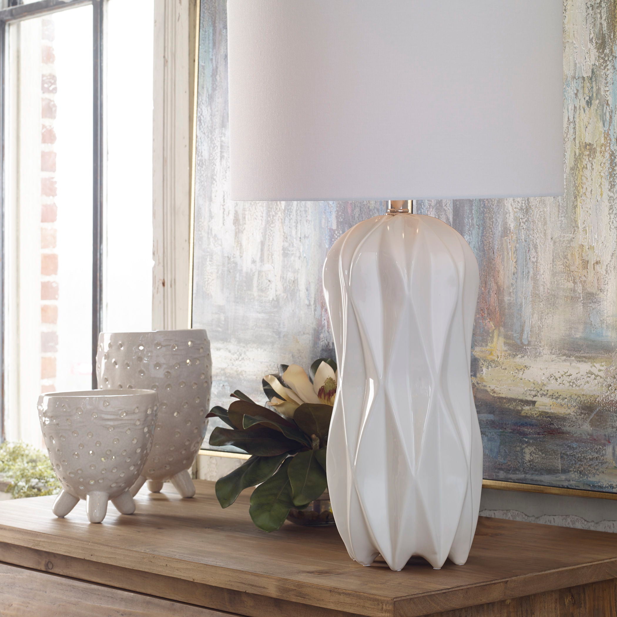 Malena - Glossy Table Lamp - White