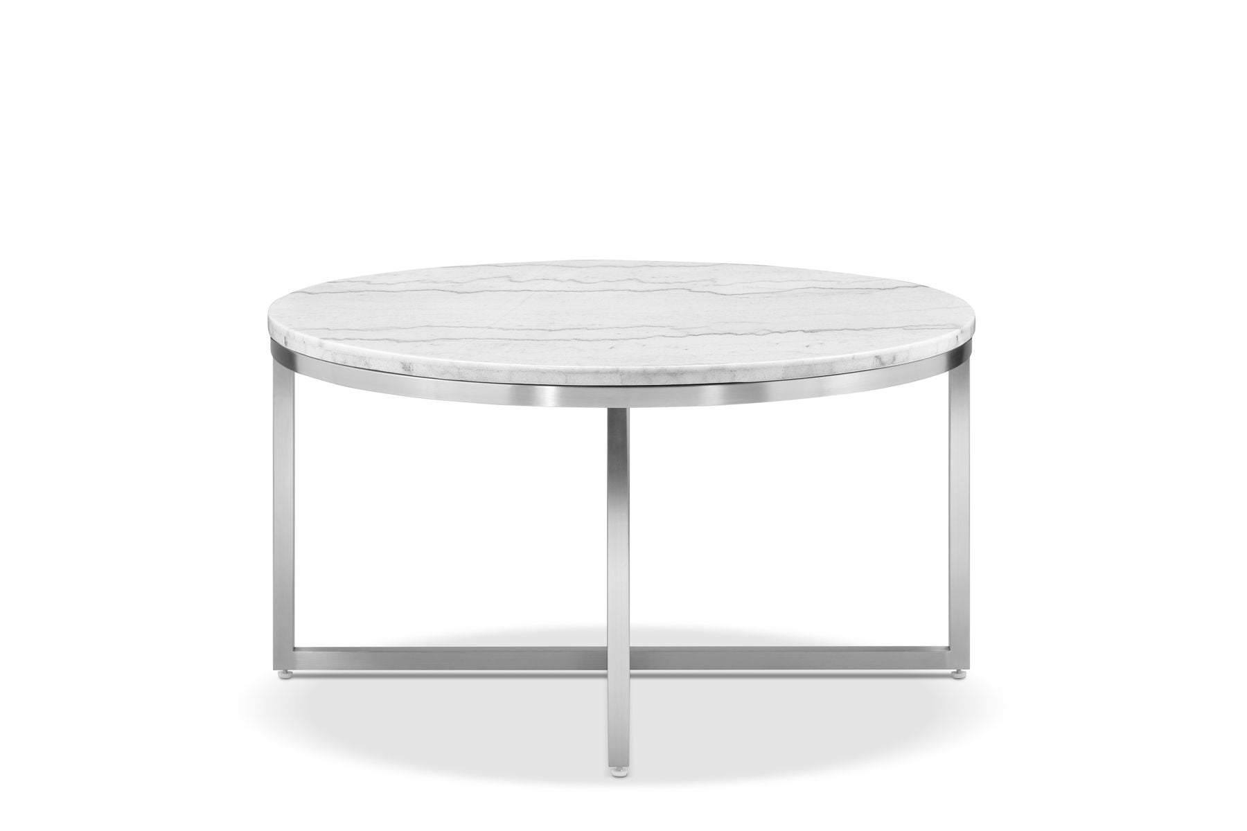 Esme - Round Cocktail Table - White Marble And Brushed Nickel