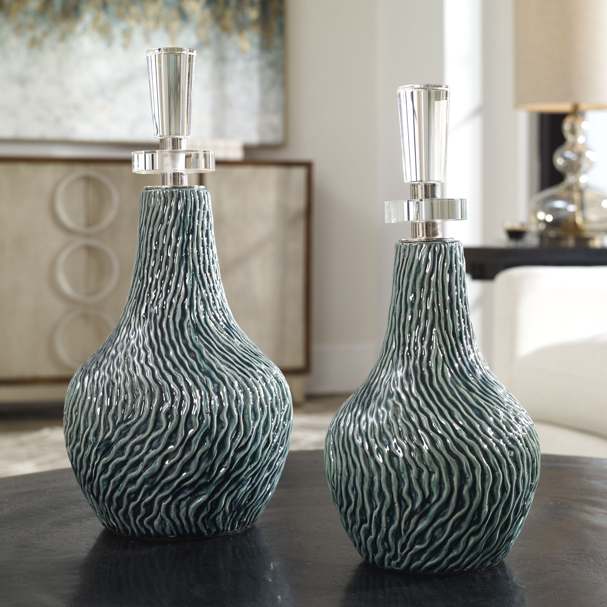 Almera - Bottles (Set of 2) - Dark Teal