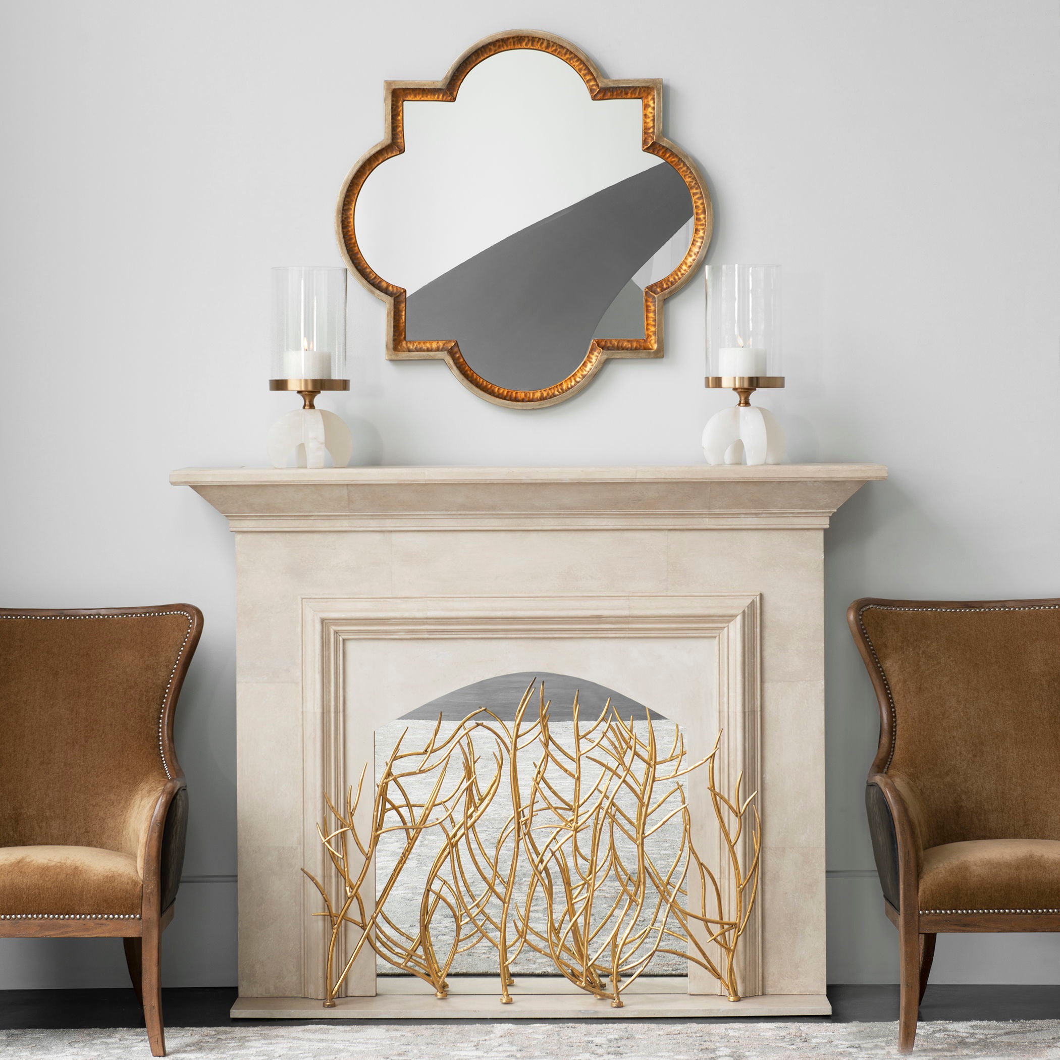Gold Branches - Decorative Fireplace Screen - Gold