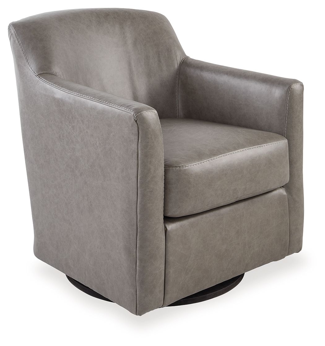 Bradney - Fossil - Swivel Accent Chair - Leather Match