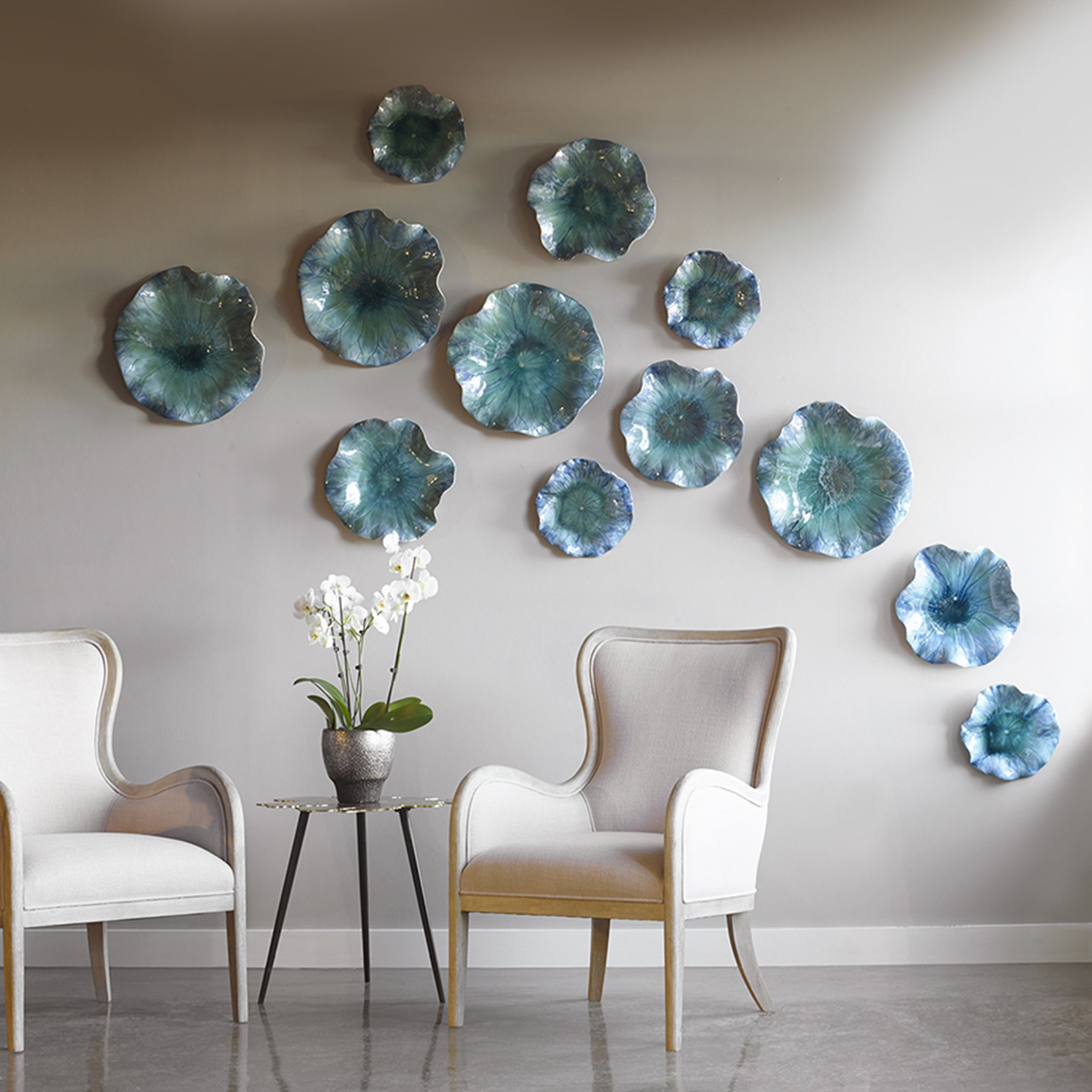 Abella - Ceramic Flowers (Set of 3) - Blue