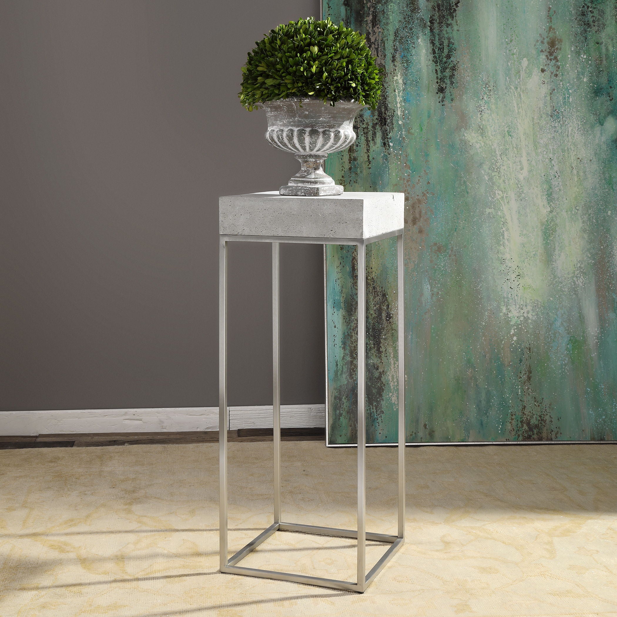 Jude - Industrial Modern Plant Stand - Pearl Silver