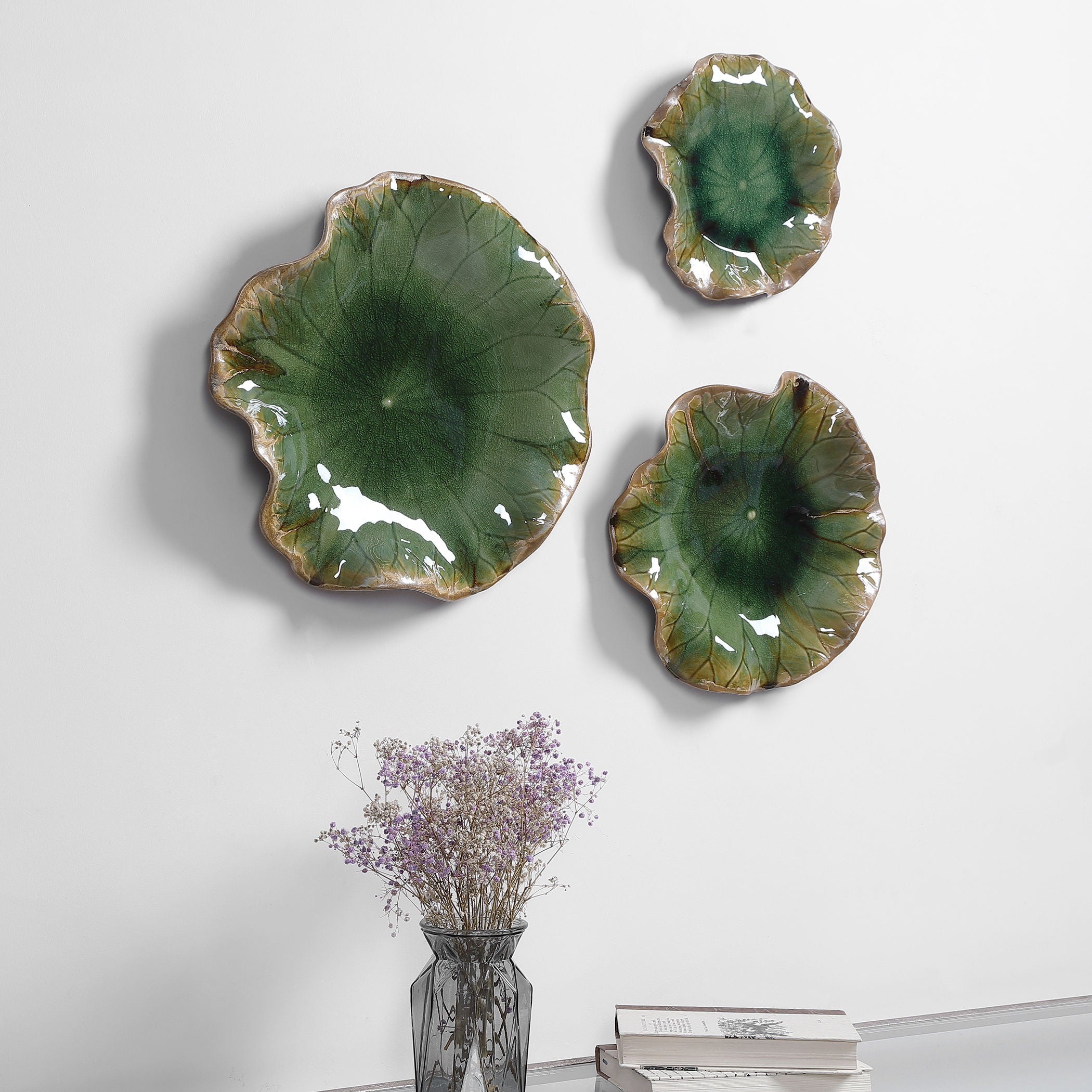 Abella - Ceramic Wall Decor (Set of 3) - Green