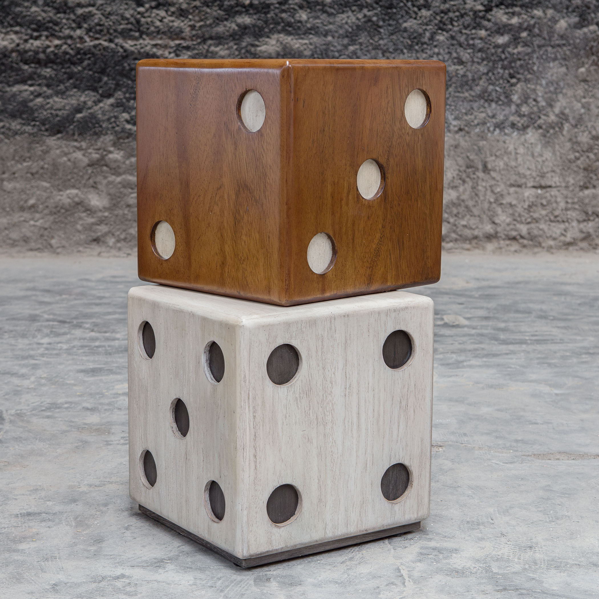 Roll - The Dice Accent Table - Light Brown & Pearl Silver