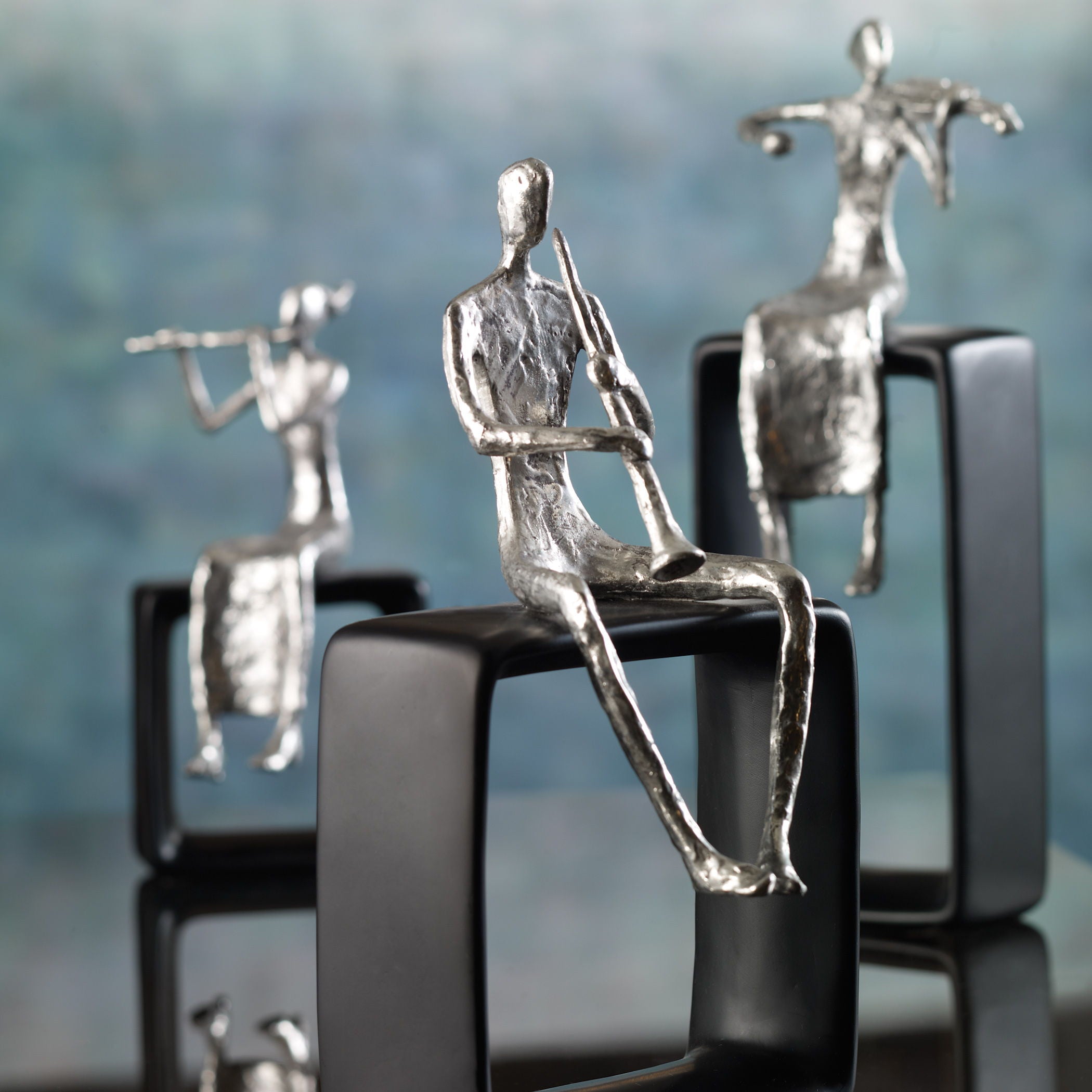 Musical Ensemble - Statues (Set of 3) - Pearl Silver