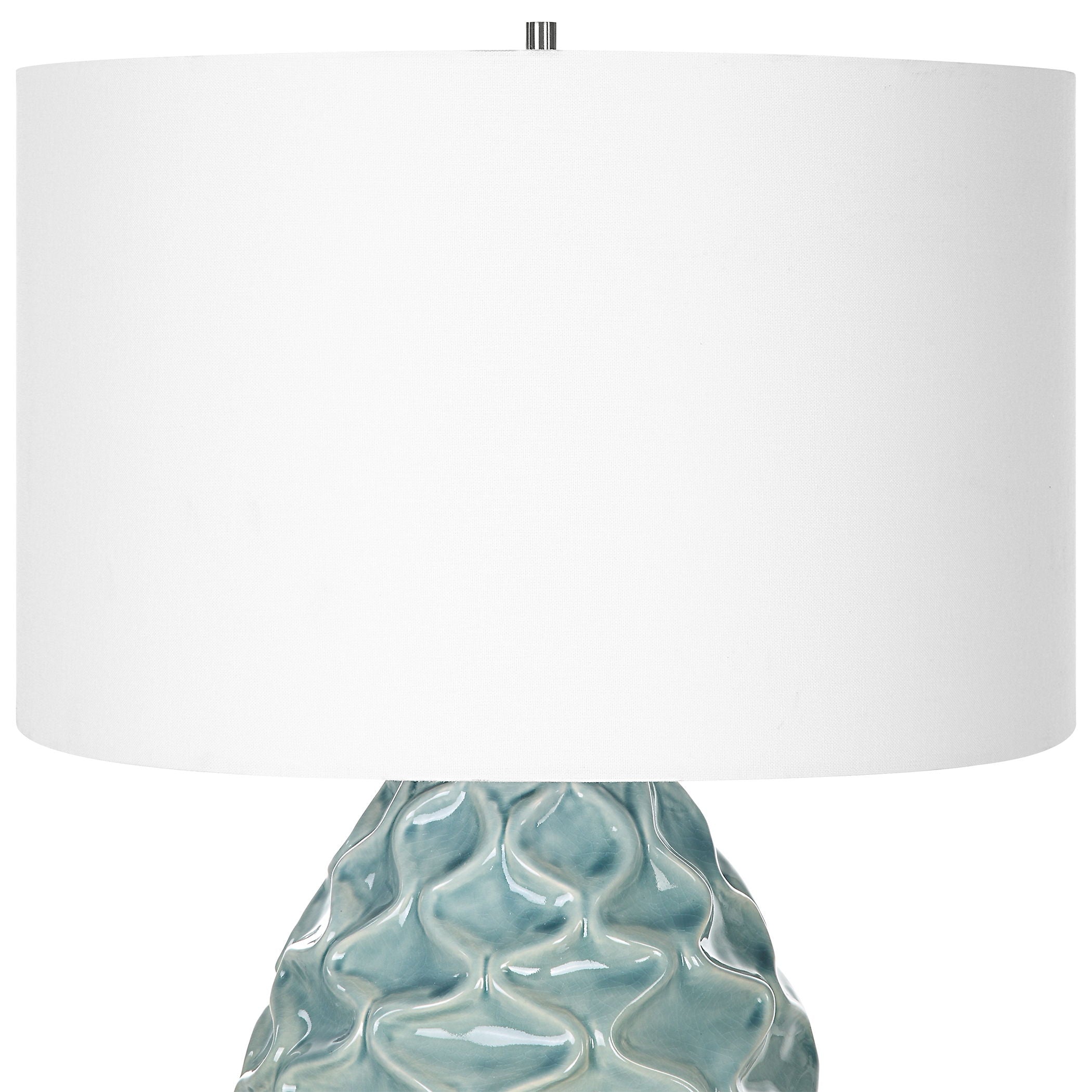 Laced Up - Sea Foam Glass Table Lamp