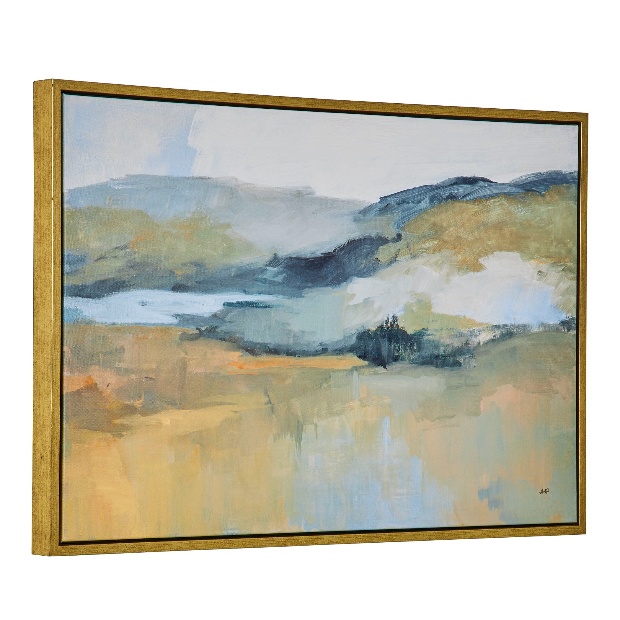 Folded Hills - Framed Landscape Art - Yellow