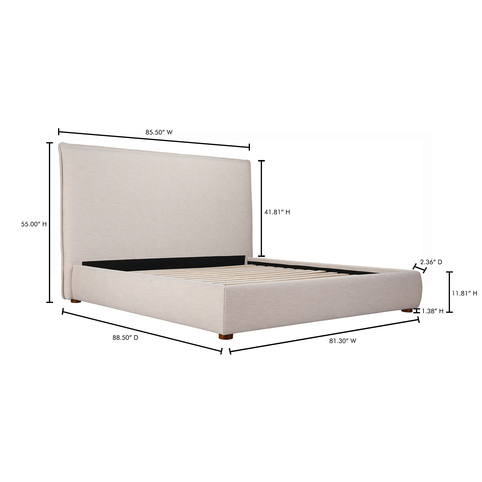 Luzon - King Bed Tall Headboard - Wheat