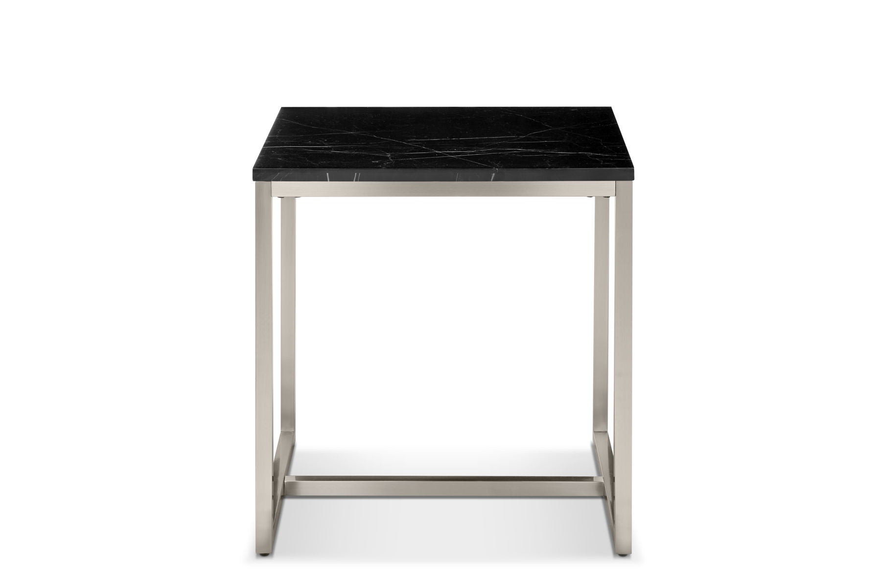 Kira - Rectangular End Table - Black Marble And Brushed Nickel