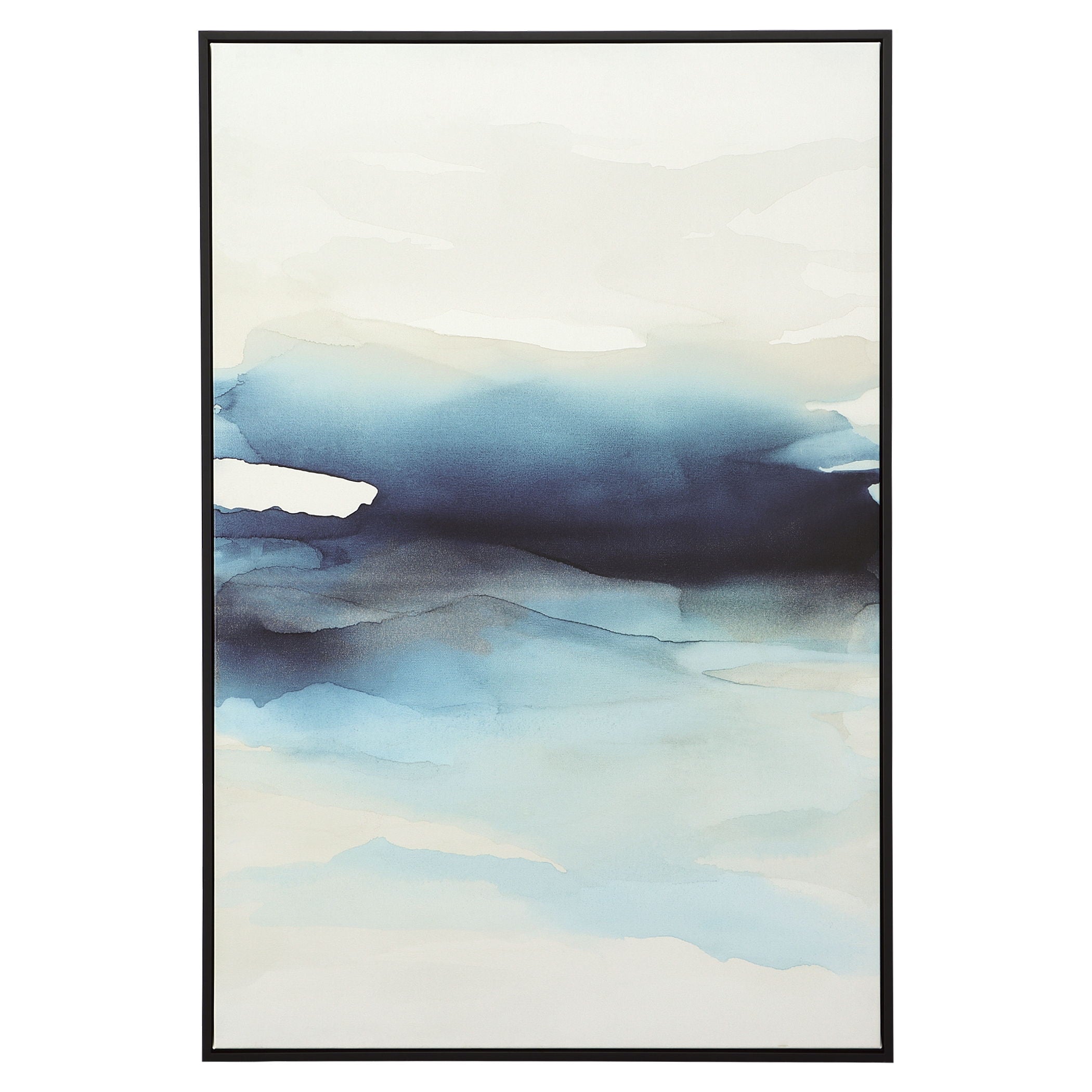 Waves - Framed Canvas Abstract Art - Blue