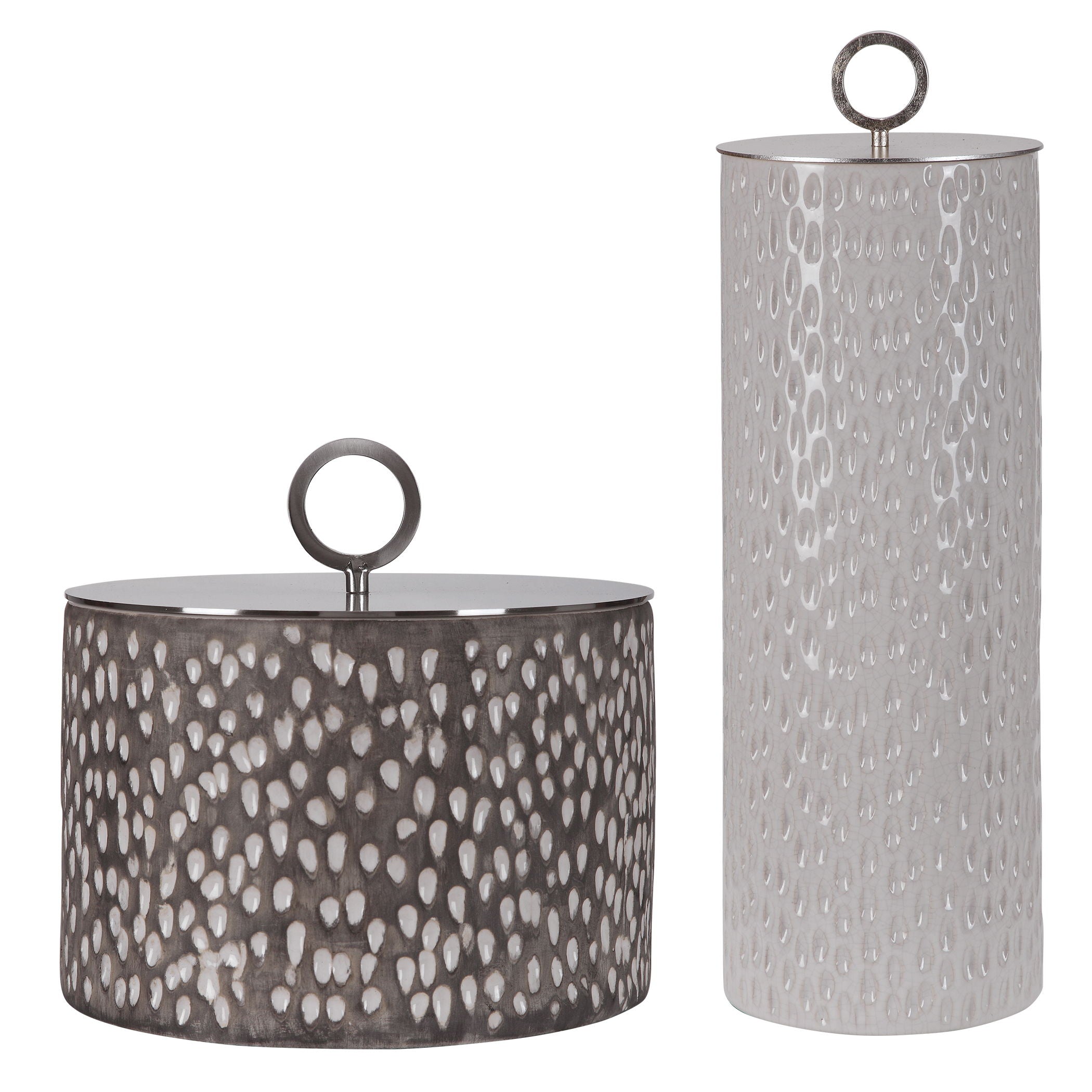Cyprien - Ceramic Containers (Set of 2) - Pearl Silver
