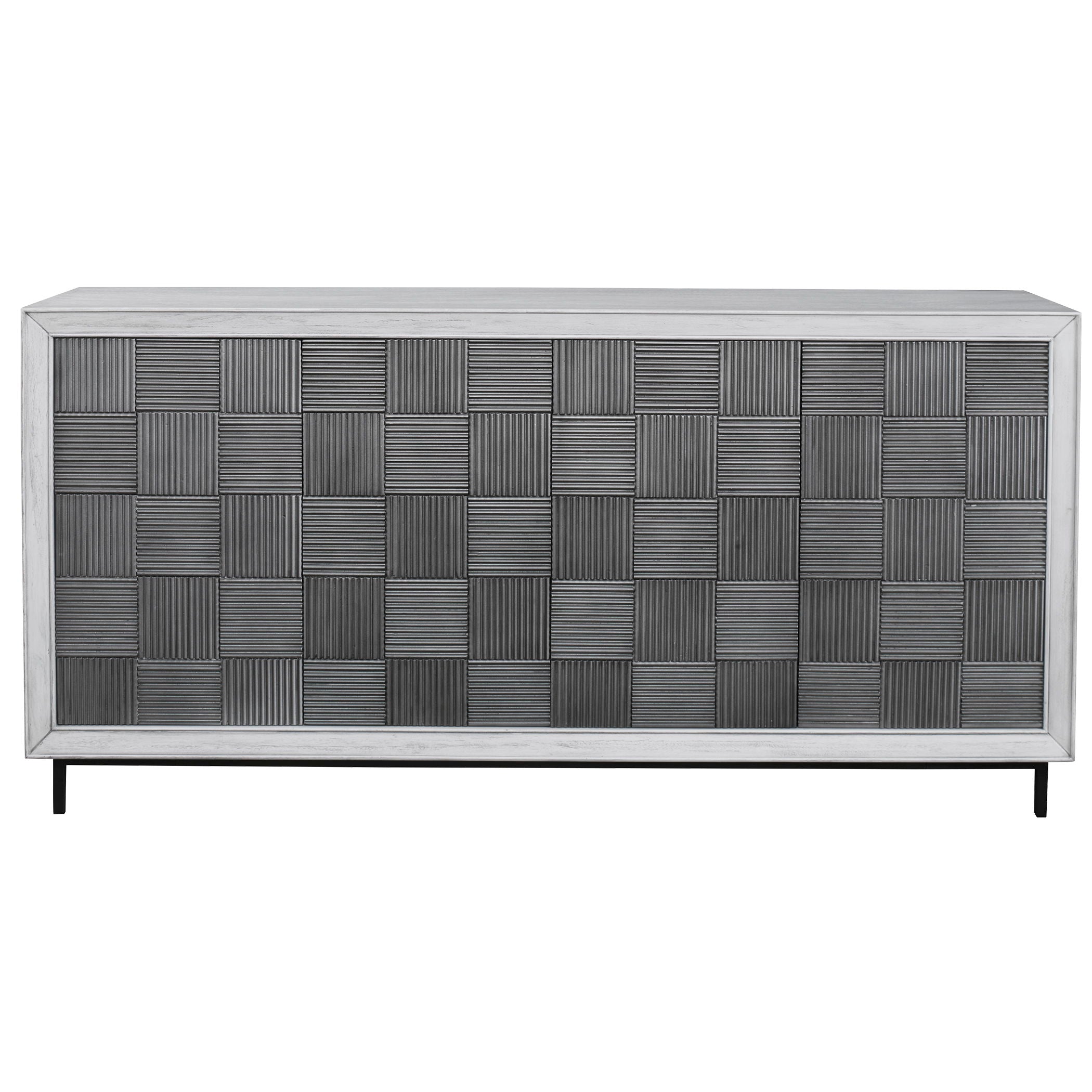 Checkerboard - 4 Door Cabinet - Gray