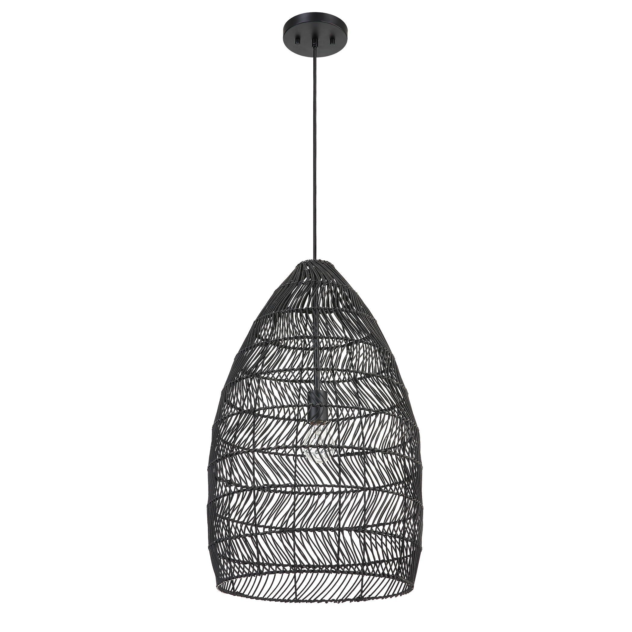 Nandi - 1 Light Woven Pendant - Black