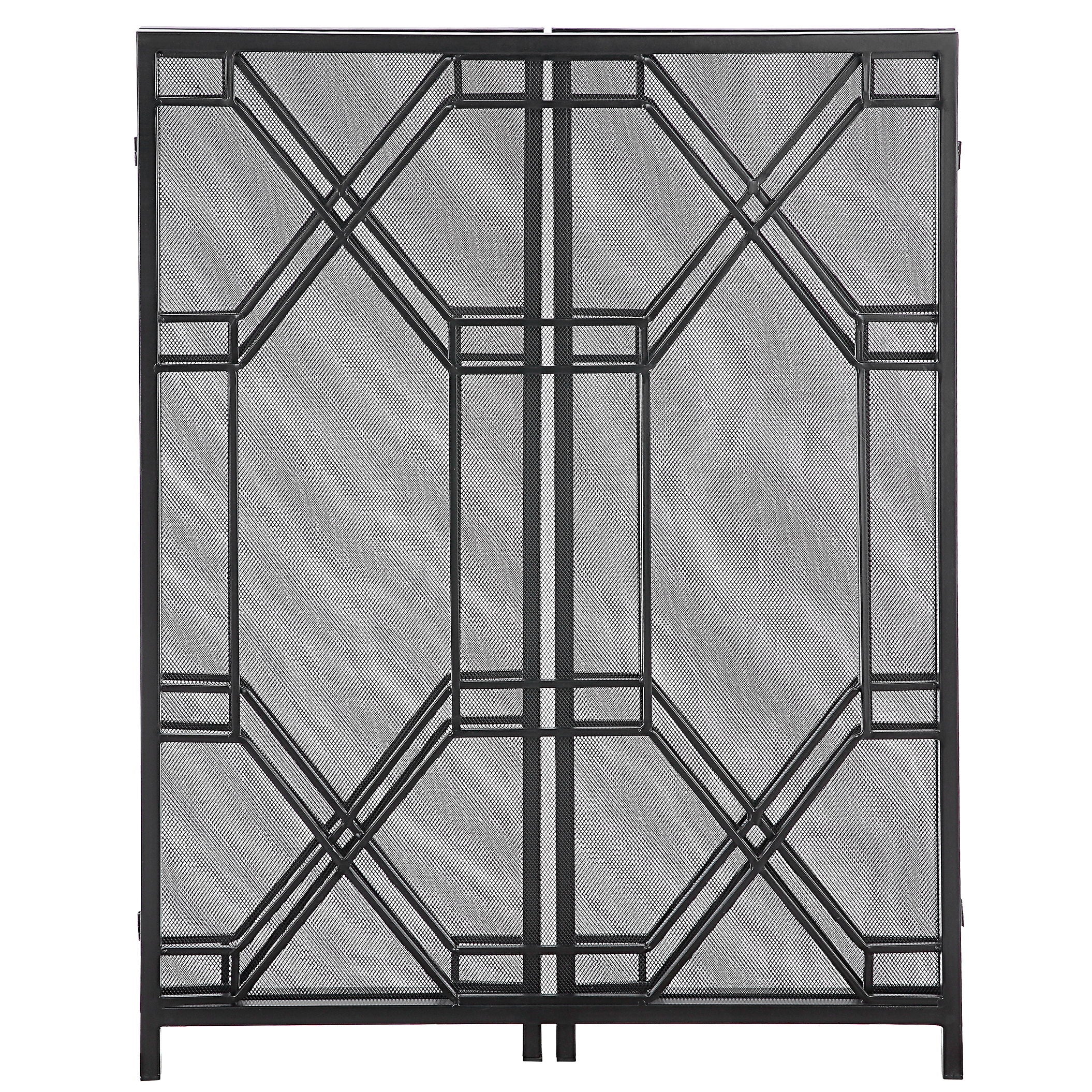 Rosen - Geometric Fireplace Screen - Black