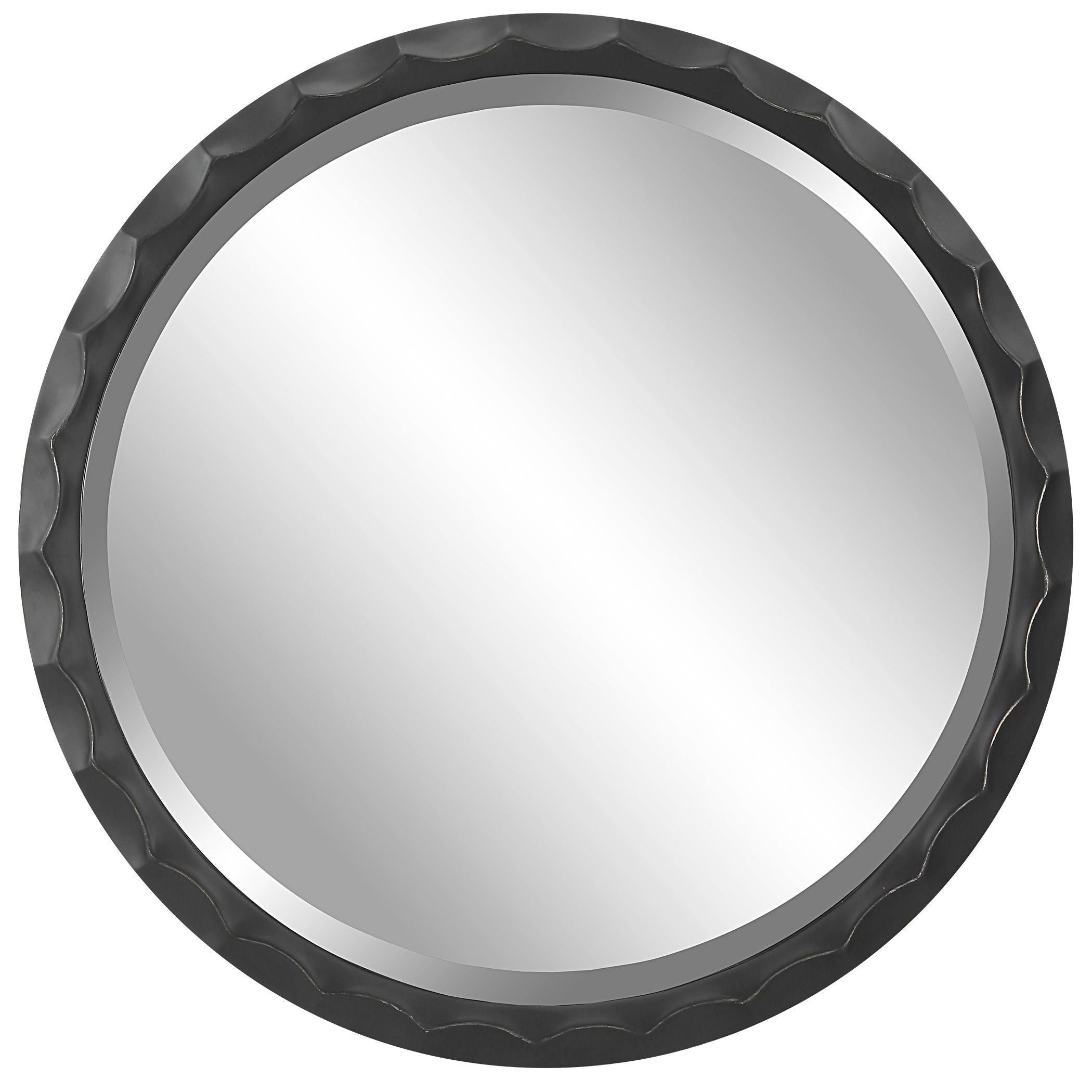 Scalloped - Edge Round Mirror - Black