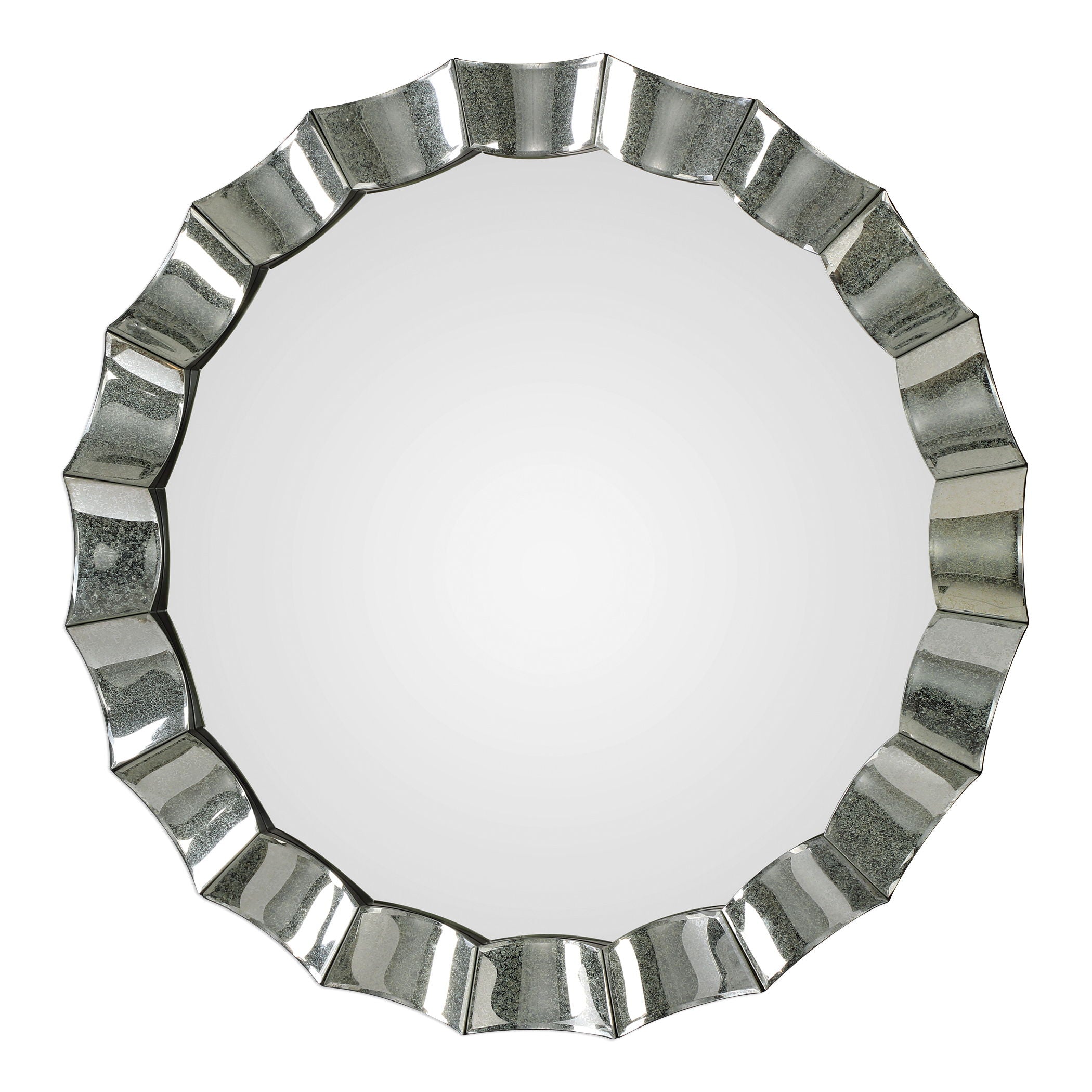 Sabino - Scalloped Round Mirror - Pearl Silver