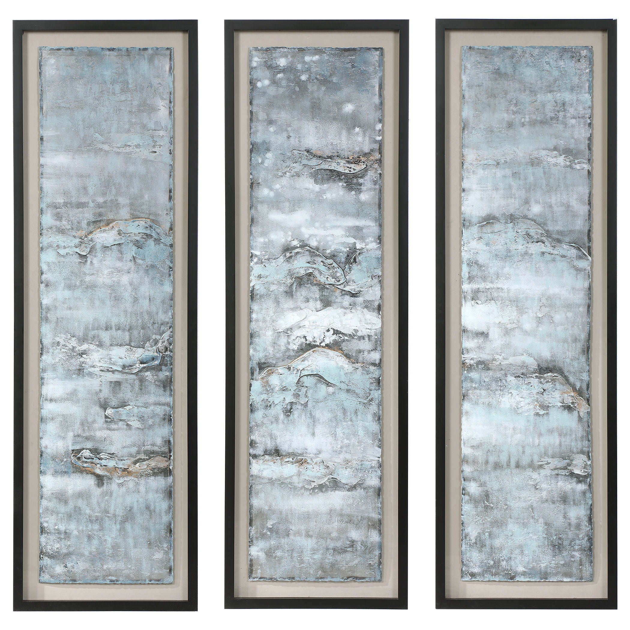 Ocean Swell - Painted Metal Art (Set of 3) - Blue