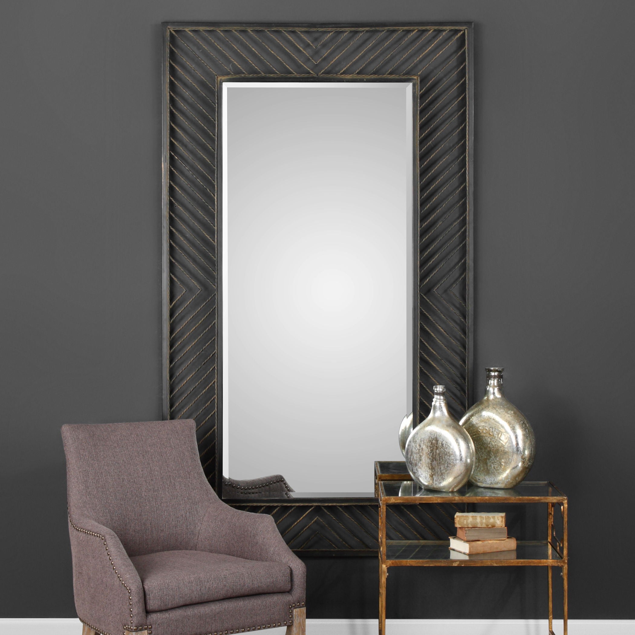 Karel - Chevron Mirror - Black