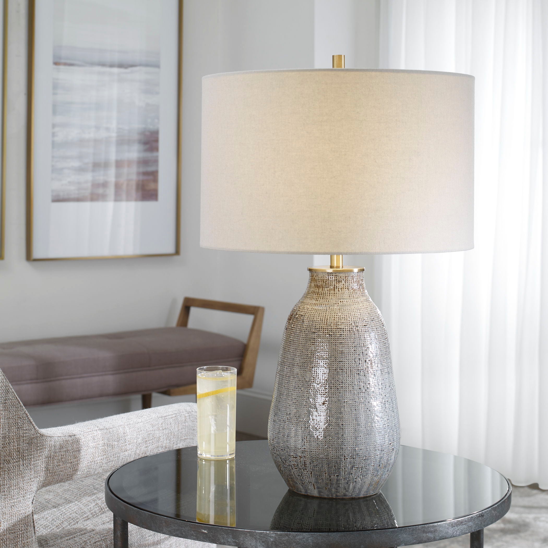 Monacan - Textured Table Lamp - Gray