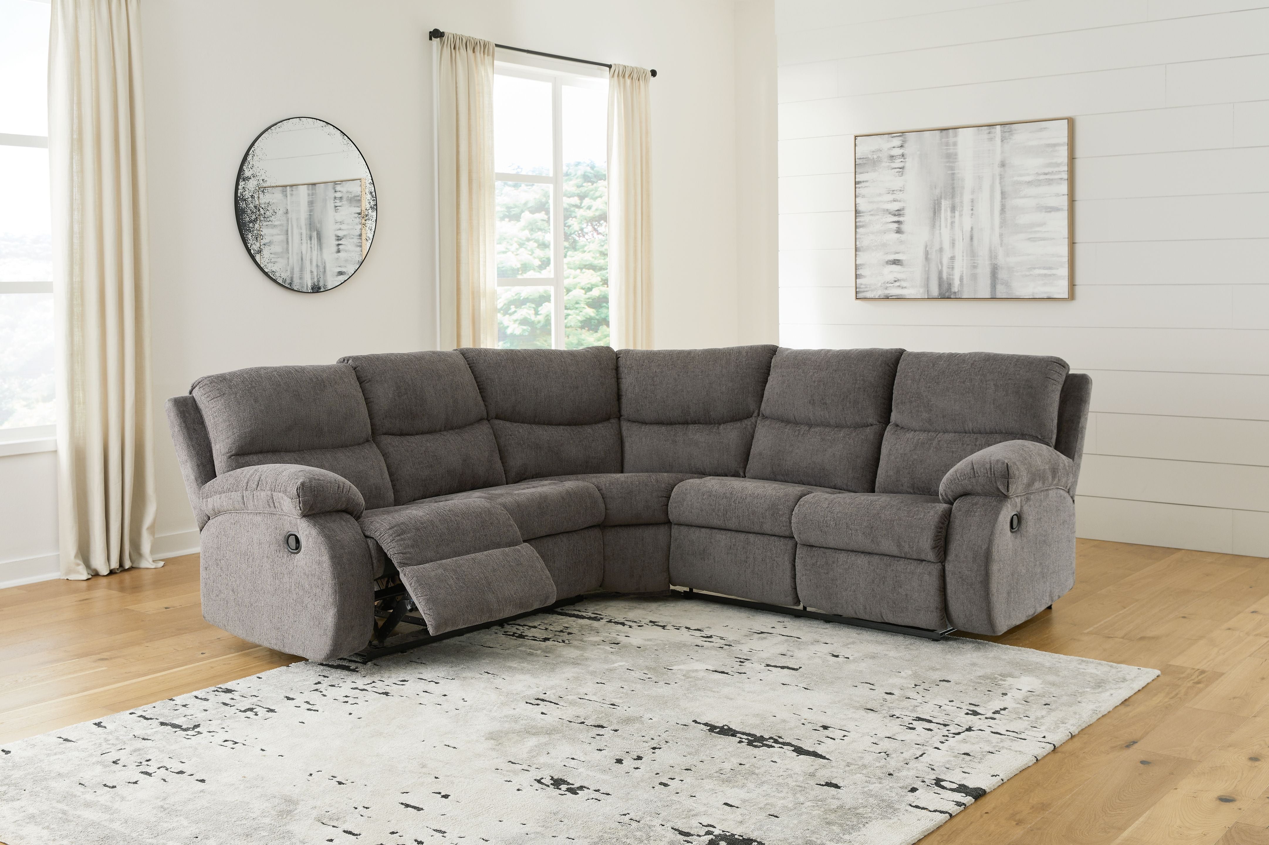 Museum - Pewter - 2-Piece Reclining Sectional With Raf Reclining Loveseat - Fabric
