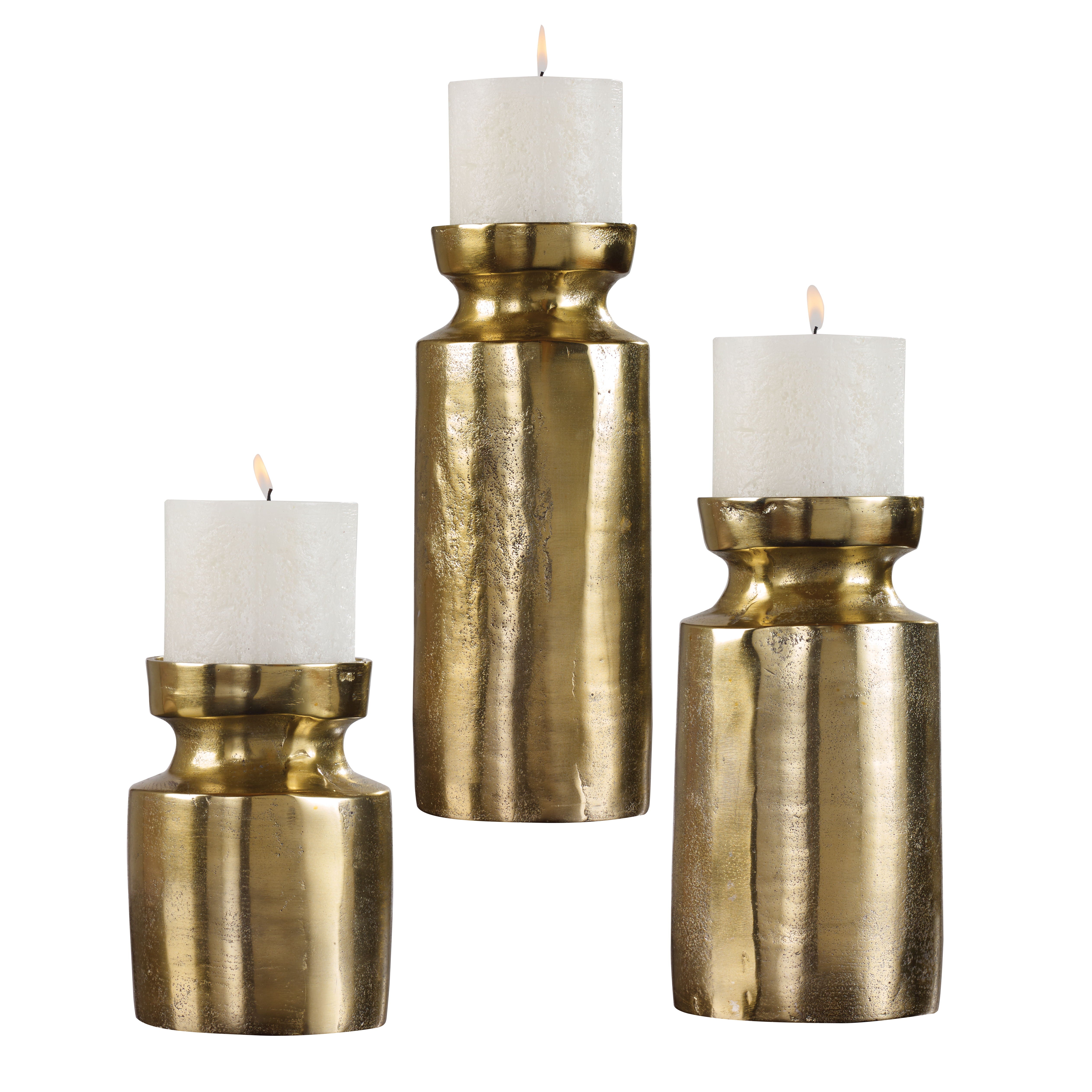 Amina - Candleholders (Set of 3) - Antique Brass