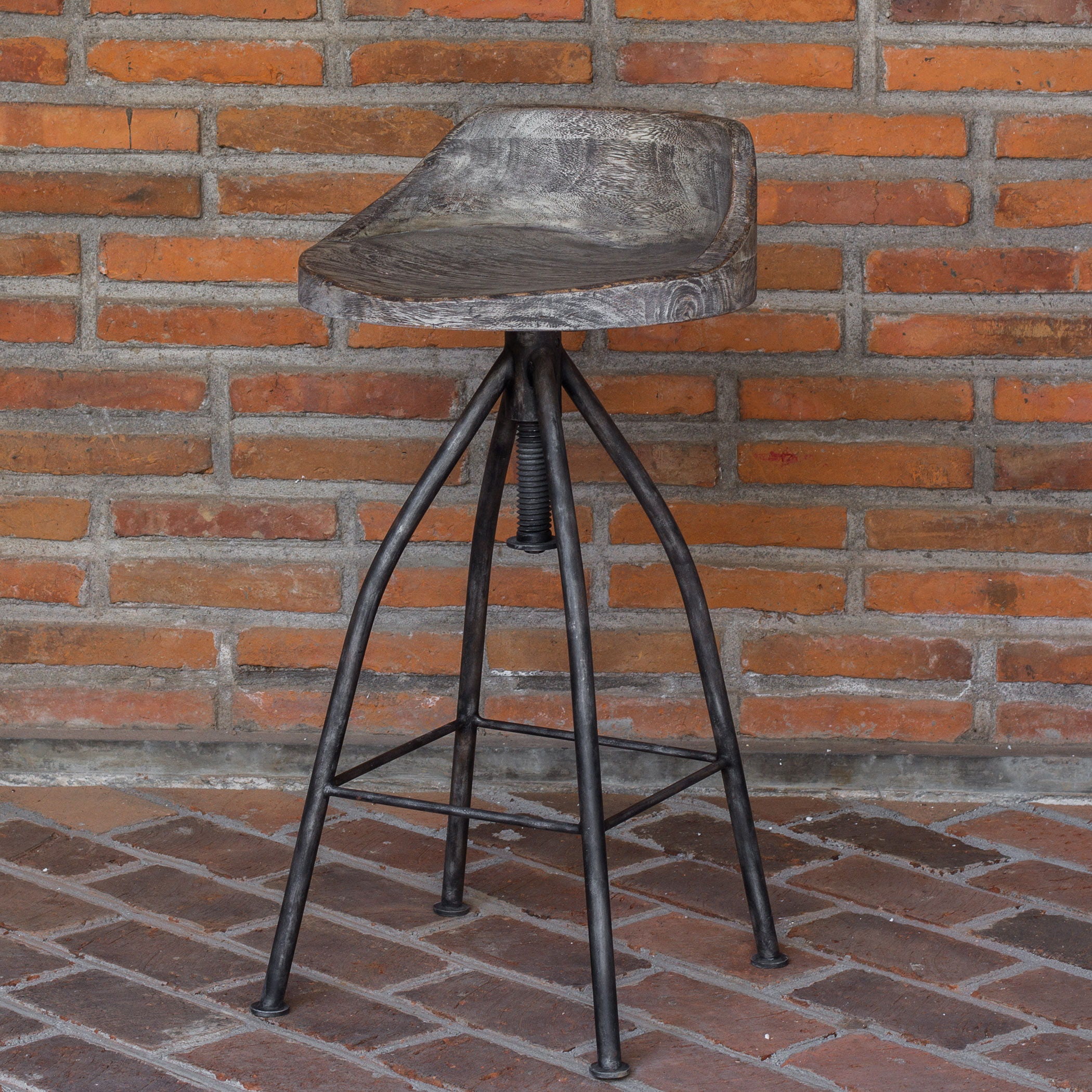 Kairu - Wooden Bar Stool - Dark Gray