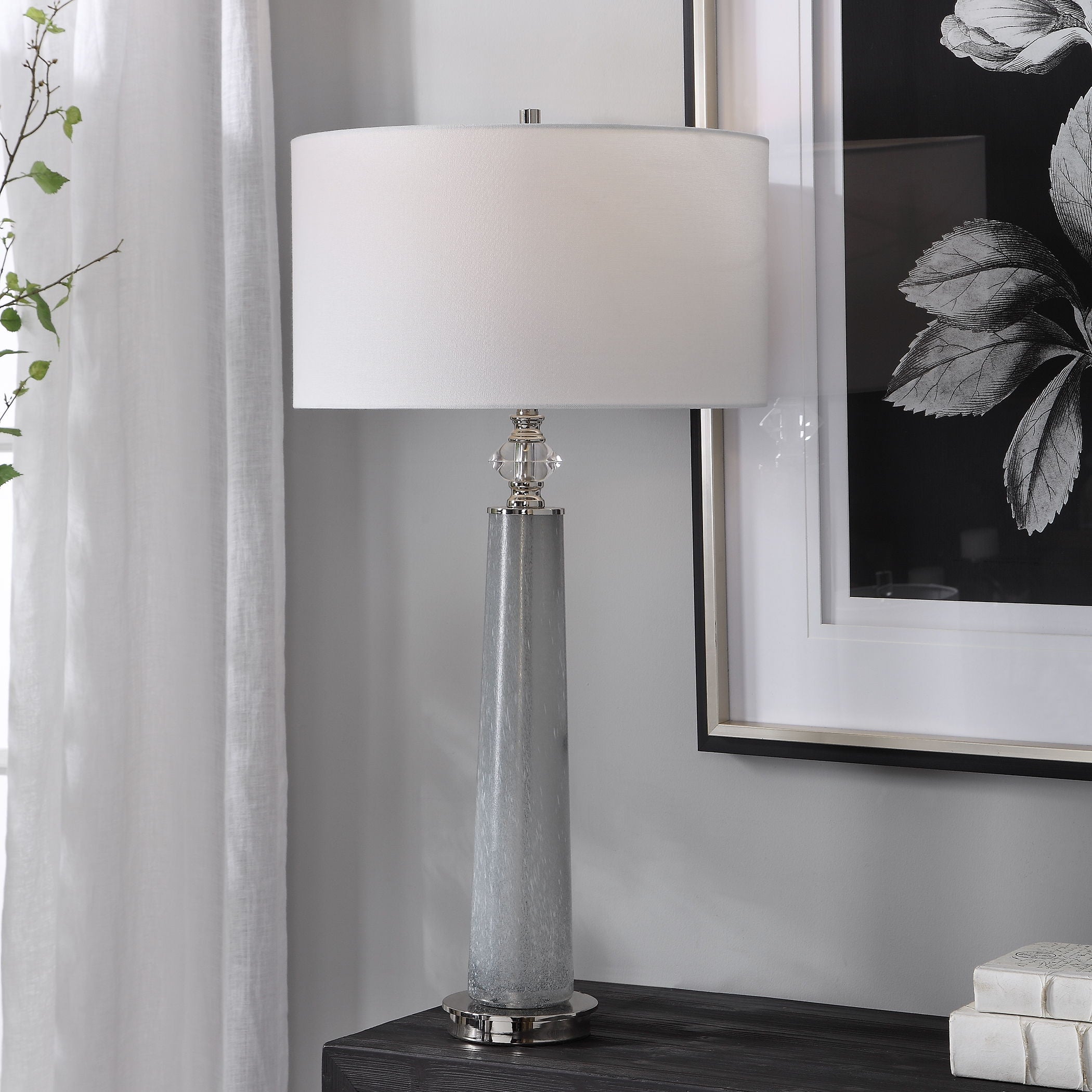 Grayton - Frosted Art Table Lamp - Pearl Silver