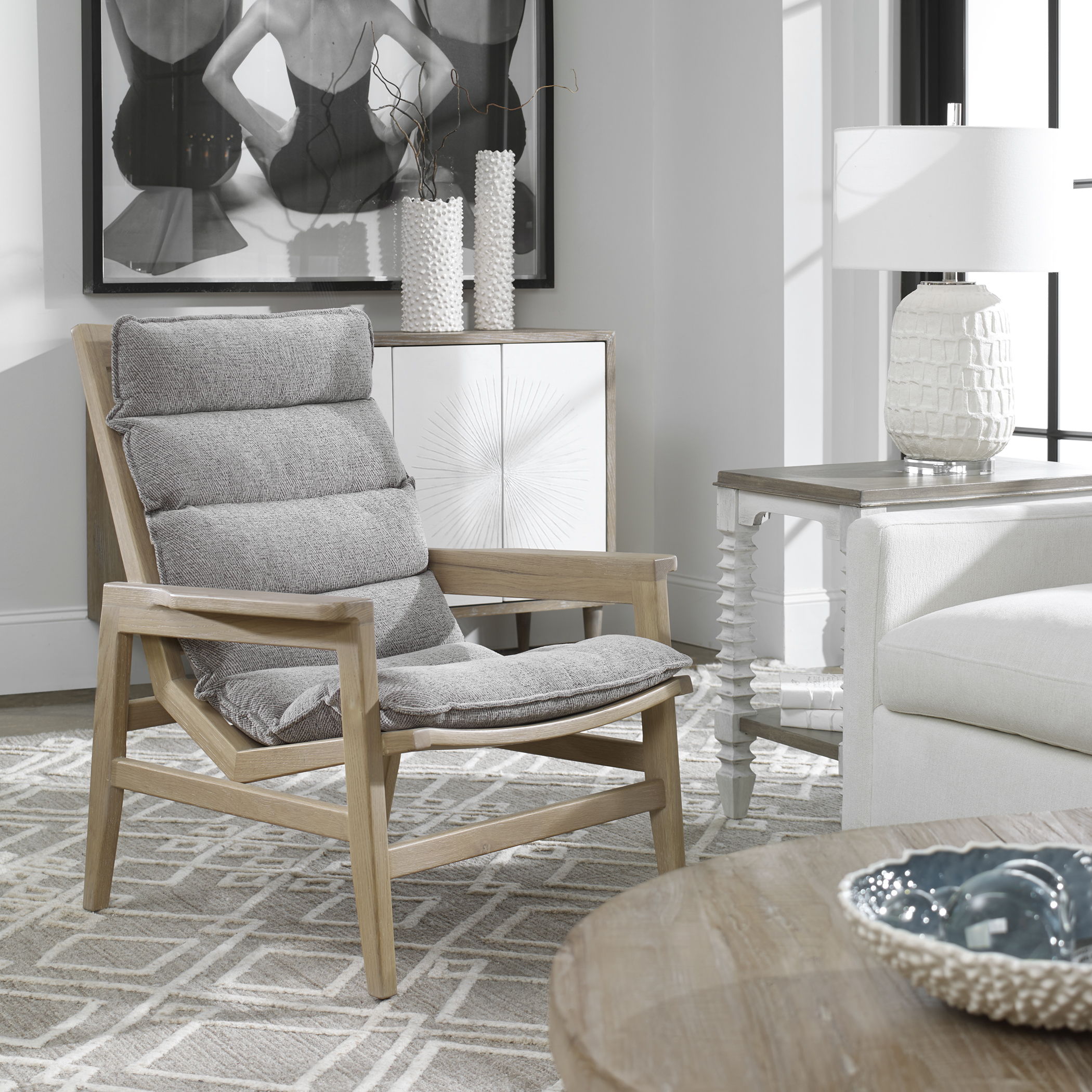 Isola - Oak Accent Chair - Gray