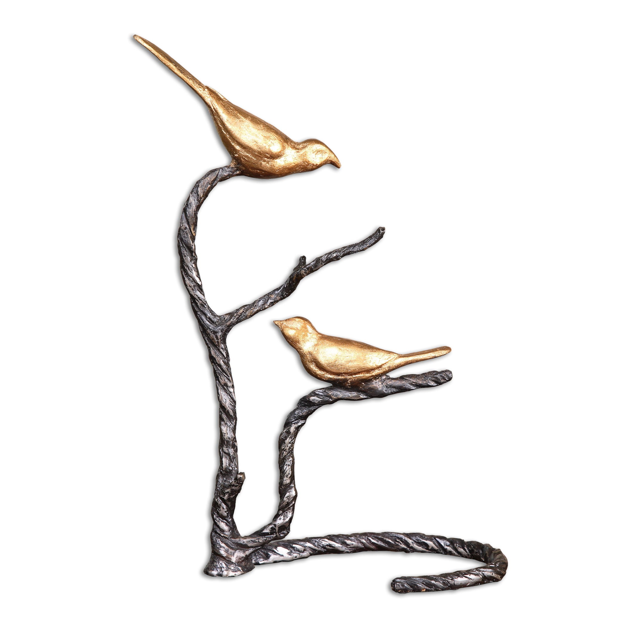 Birds On A Limb - Sculpture - Black & Gold