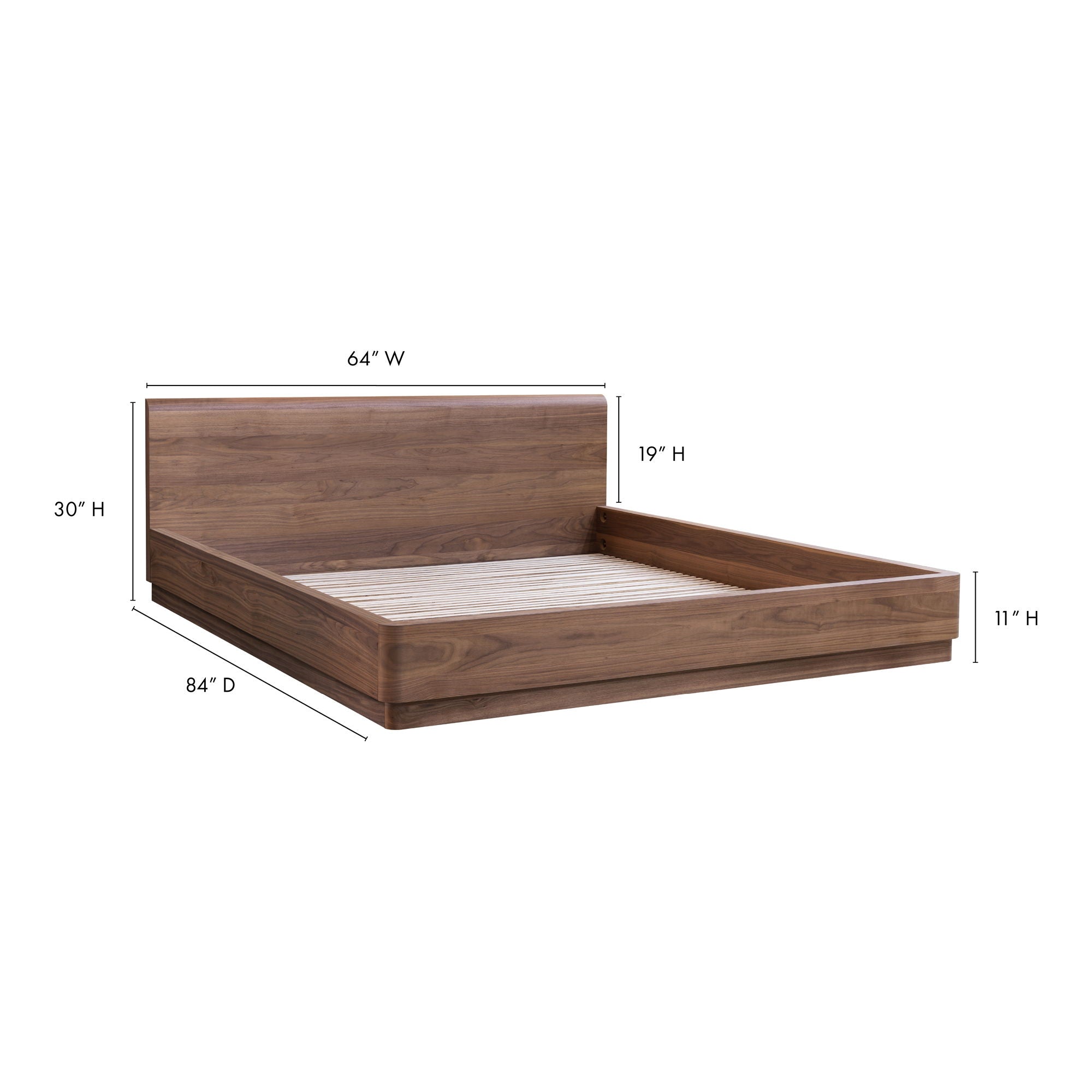 Round Off - Queen Bed - Natural Walnut