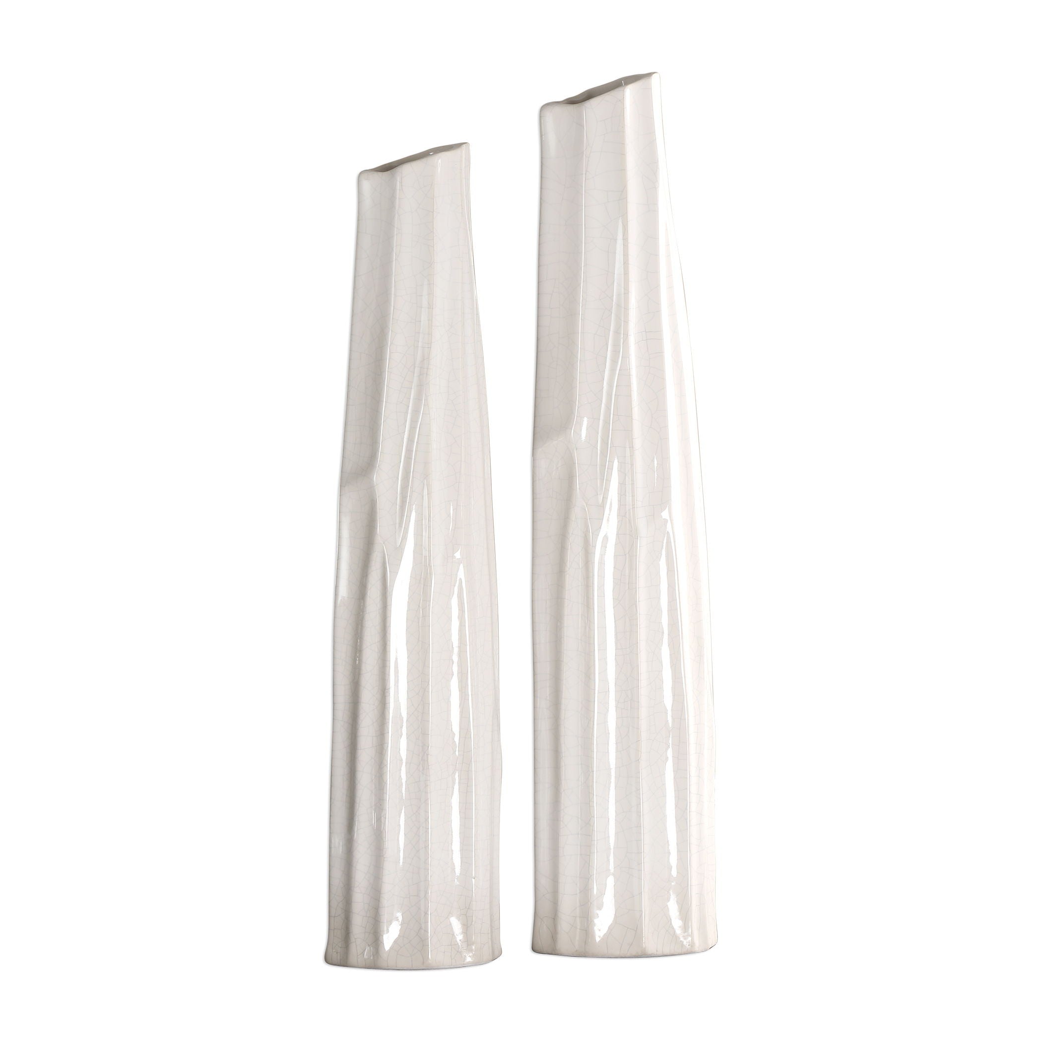 Kenley - Crackled Vases (Set of 2) - White