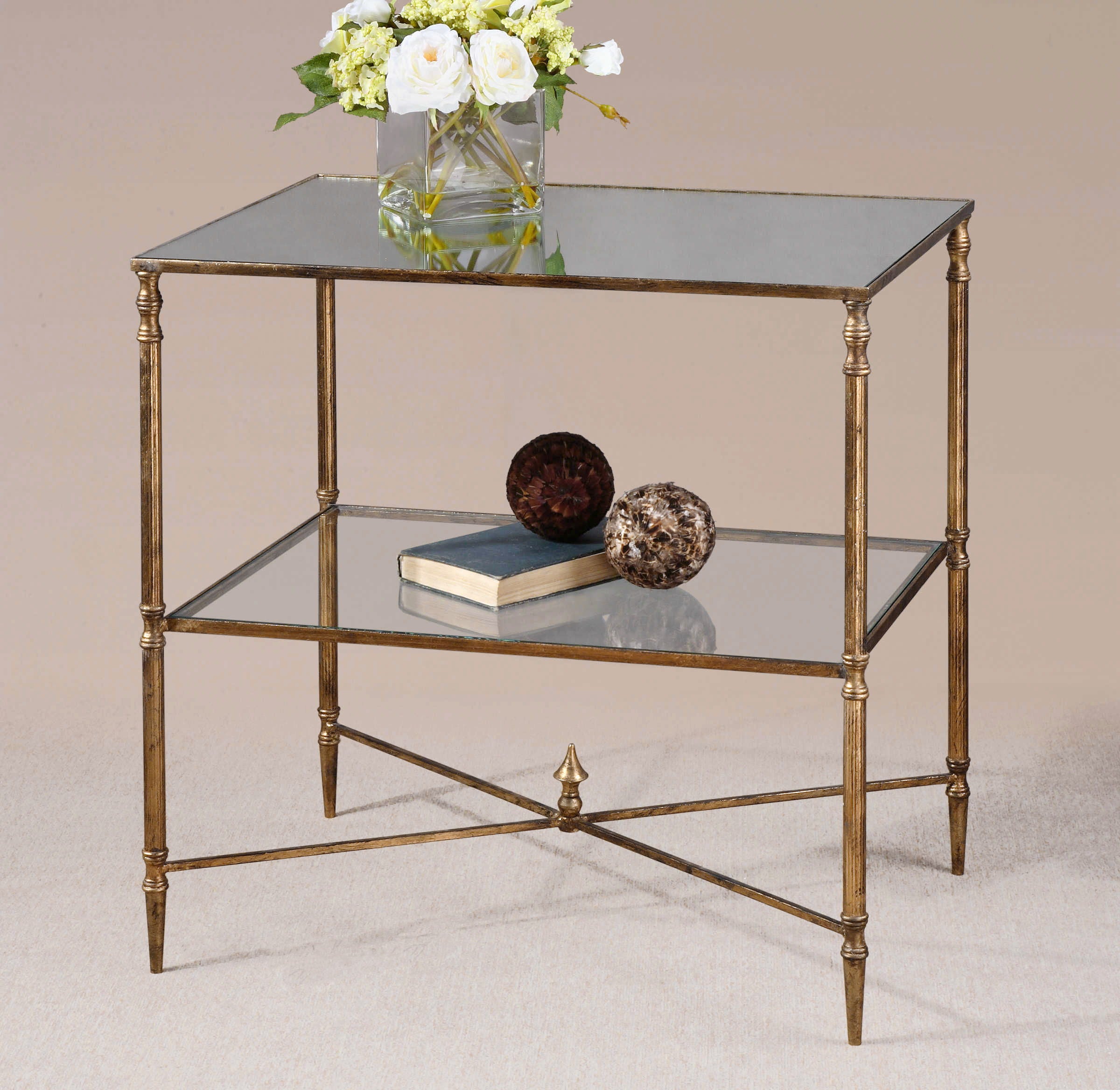 Henzler - Mirrored Glass Lamp Table - Gold