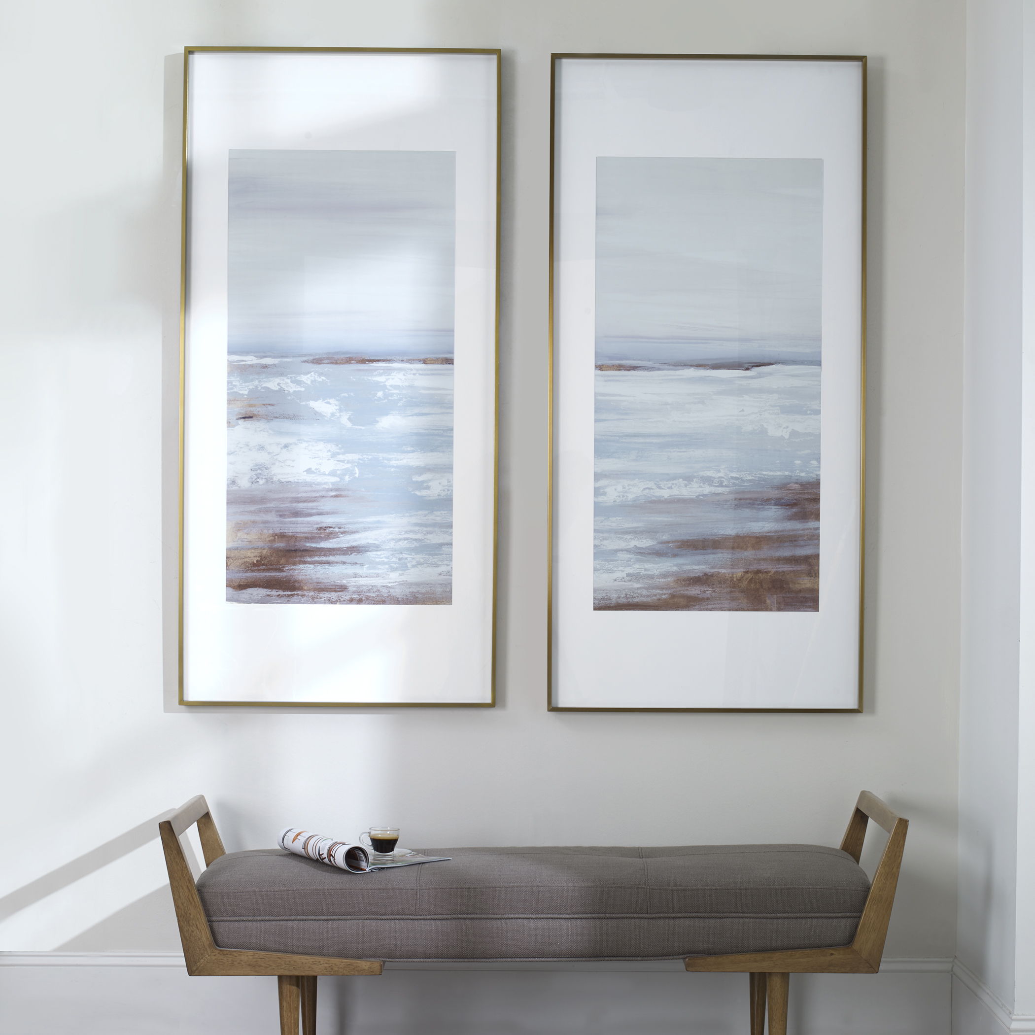 Coastline - Framed Prints (Set of 2) - Light Brown